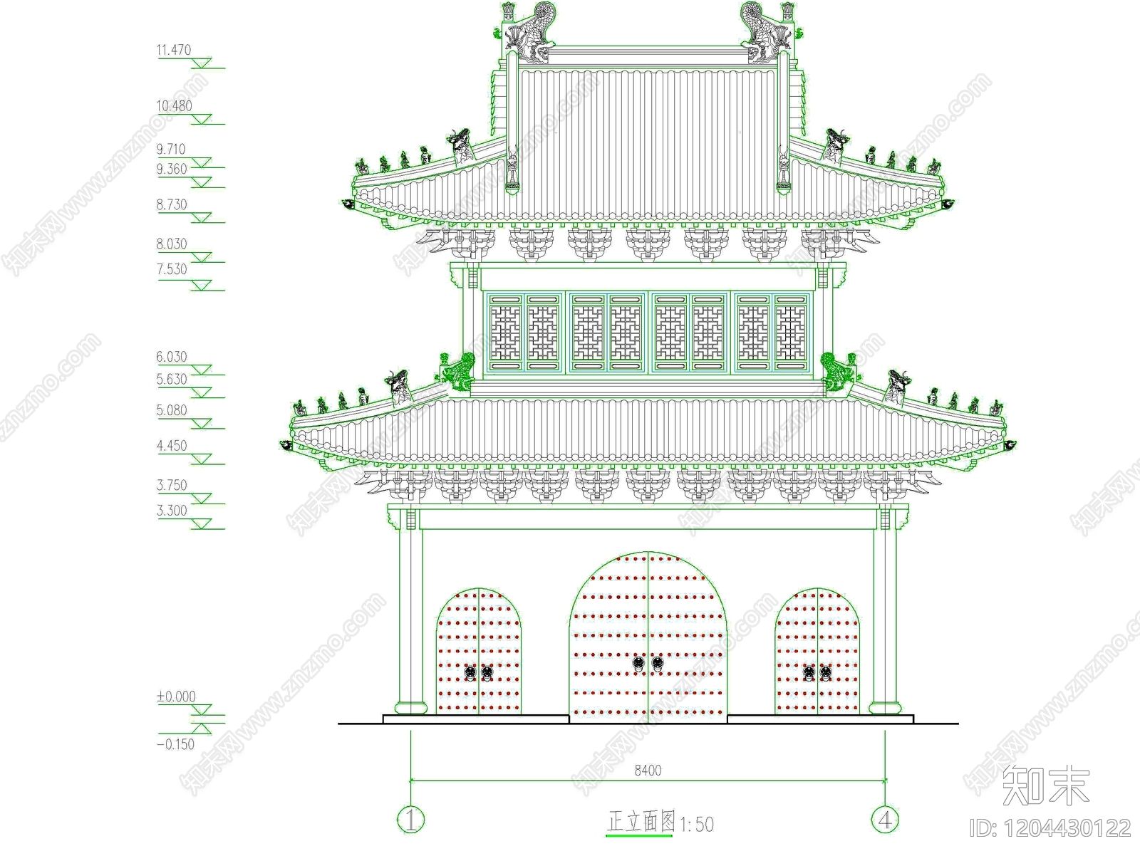 寺庙施工图下载【ID:1204430122】