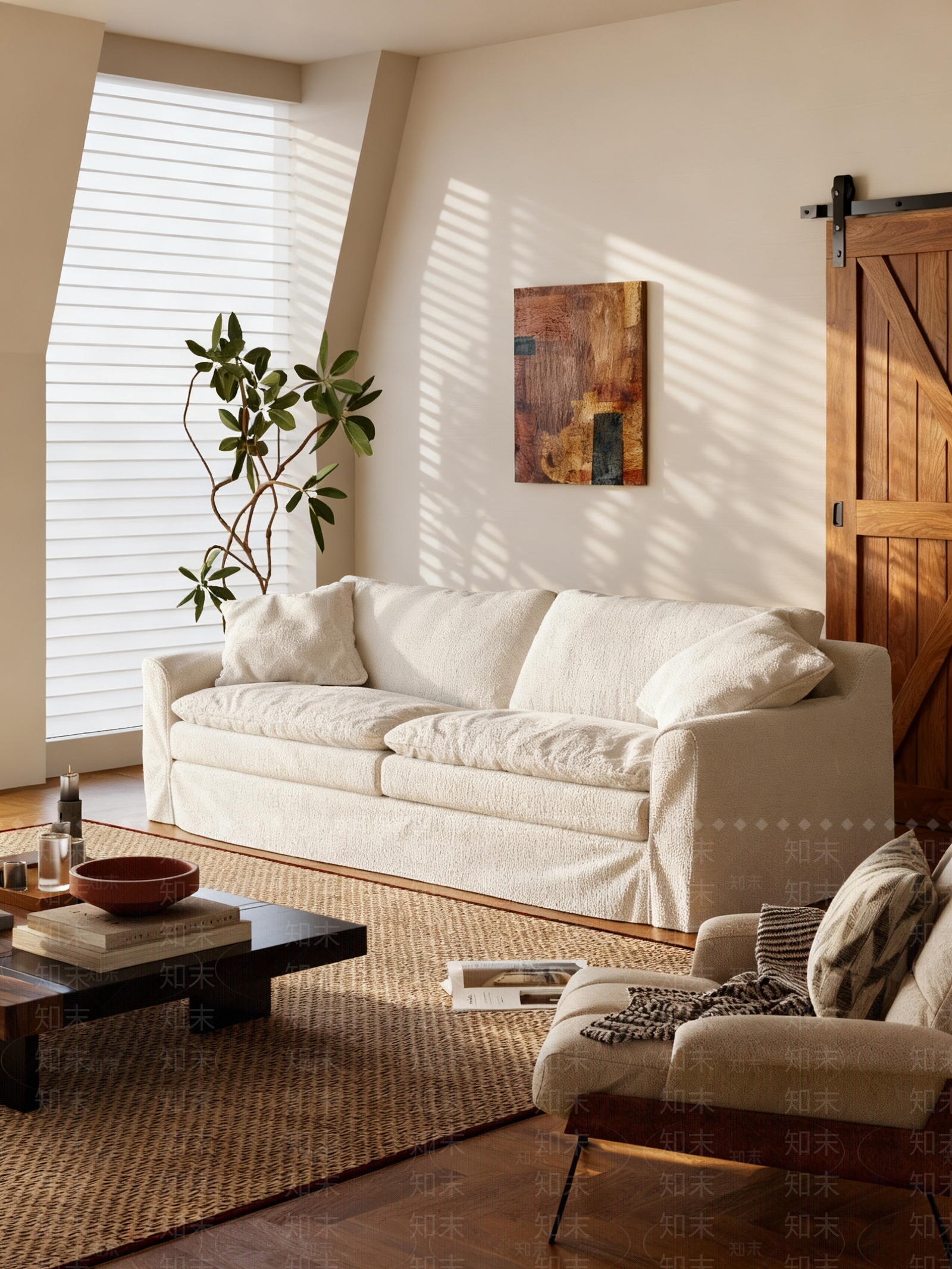 侘寂复古多人沙发3D模型下载【ID:1204431826】