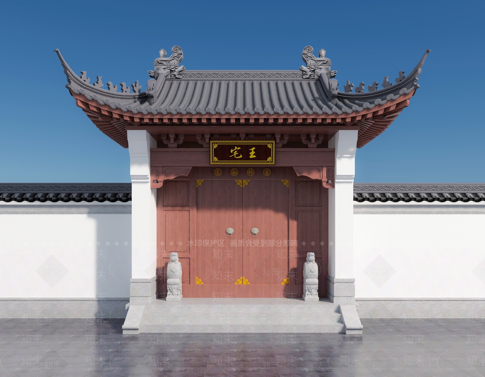 中式新中式古建筑SU模型下载【ID:1204444543】