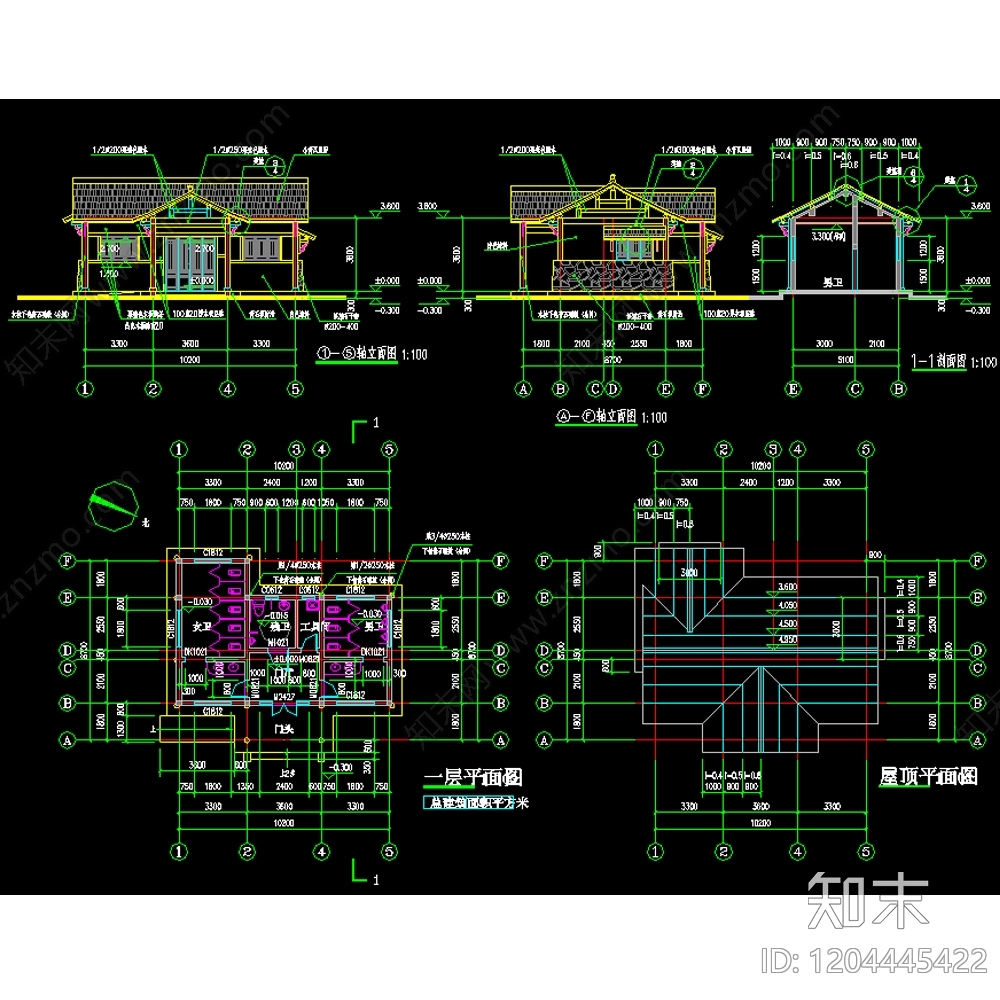 仿古建筑施工图下载【ID:1204445422】