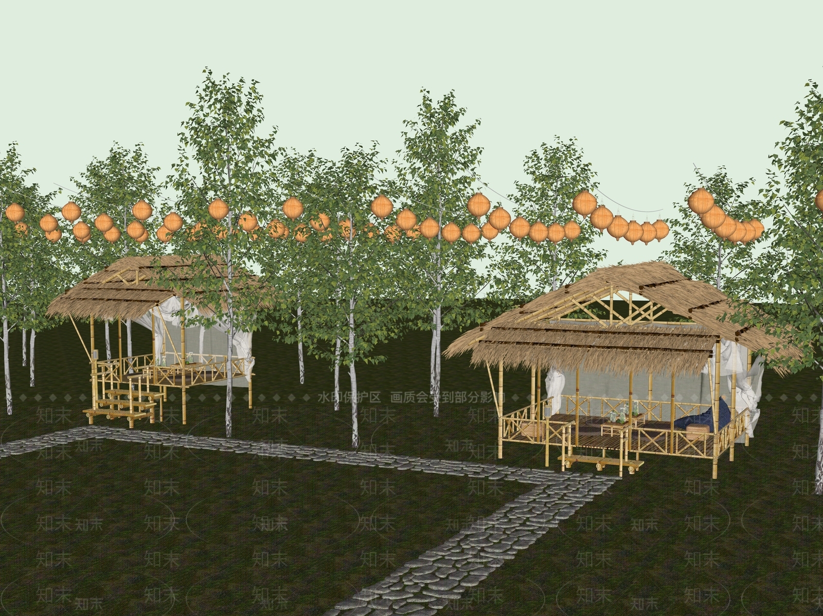 中式新中式其他景观小建筑SU模型下载【ID:1204446221】