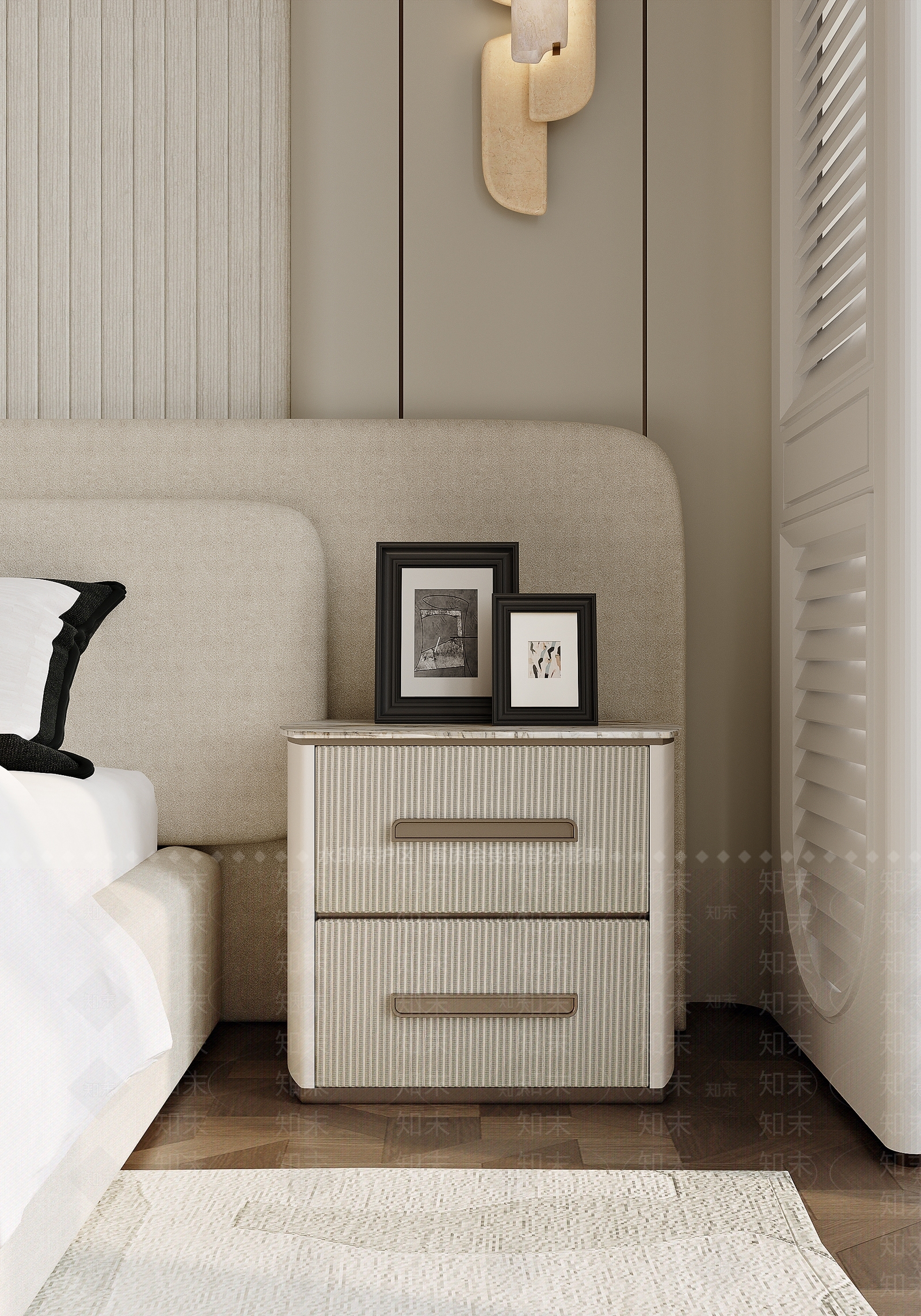 复古轻奢床头柜SU模型下载【ID:1204449402】