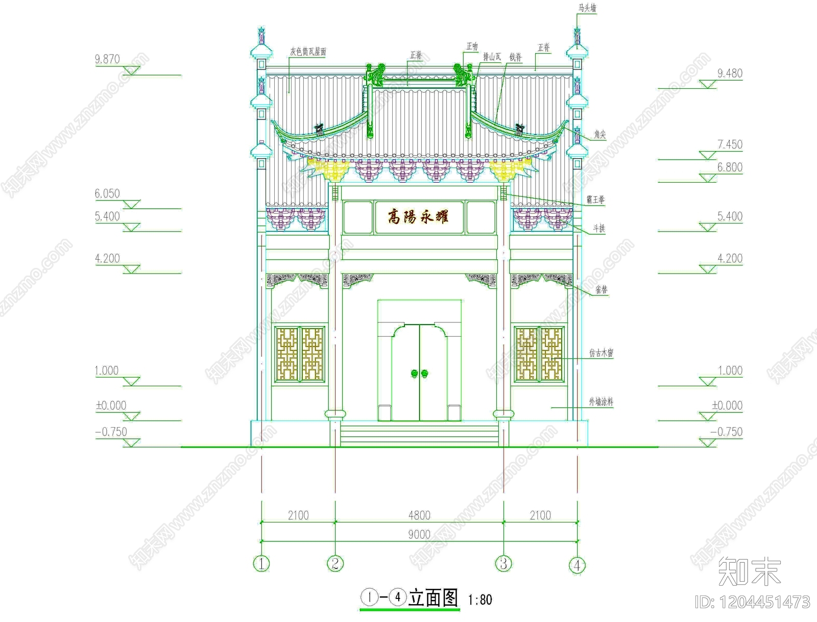 祠堂cad施工图下载【ID:1204451473】