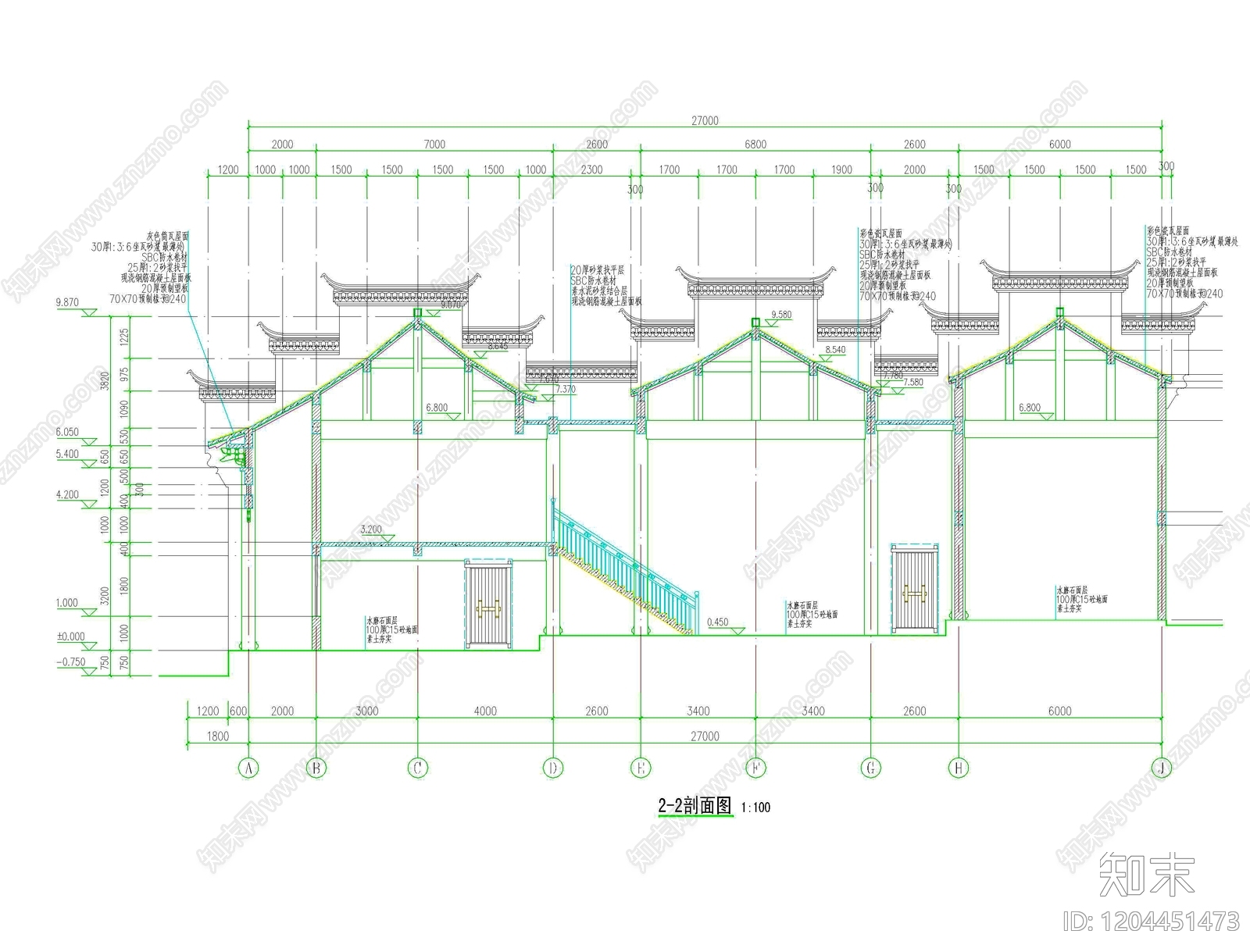 祠堂cad施工图下载【ID:1204451473】