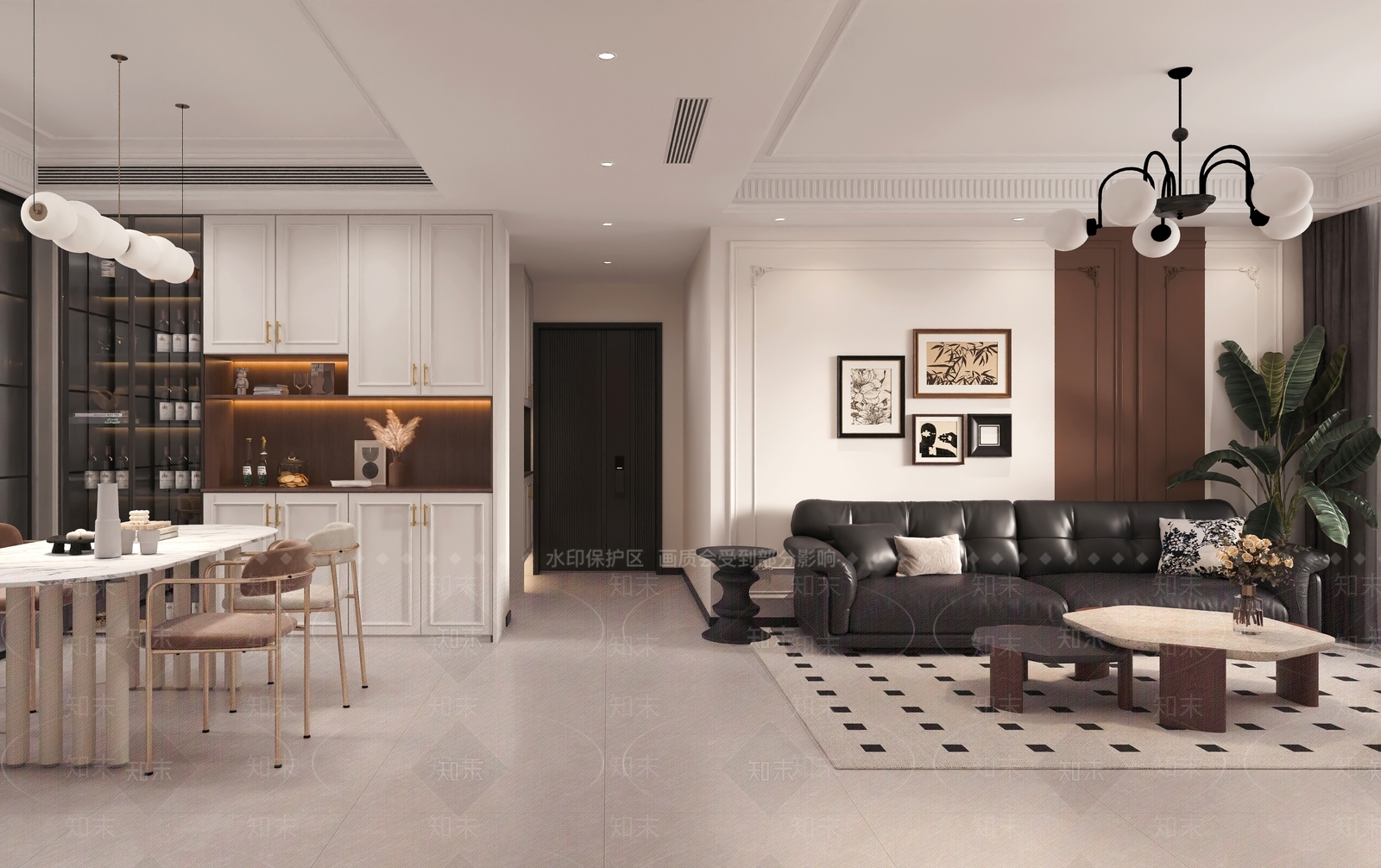 美式法式家居客厅3D模型下载【ID:1204481462】