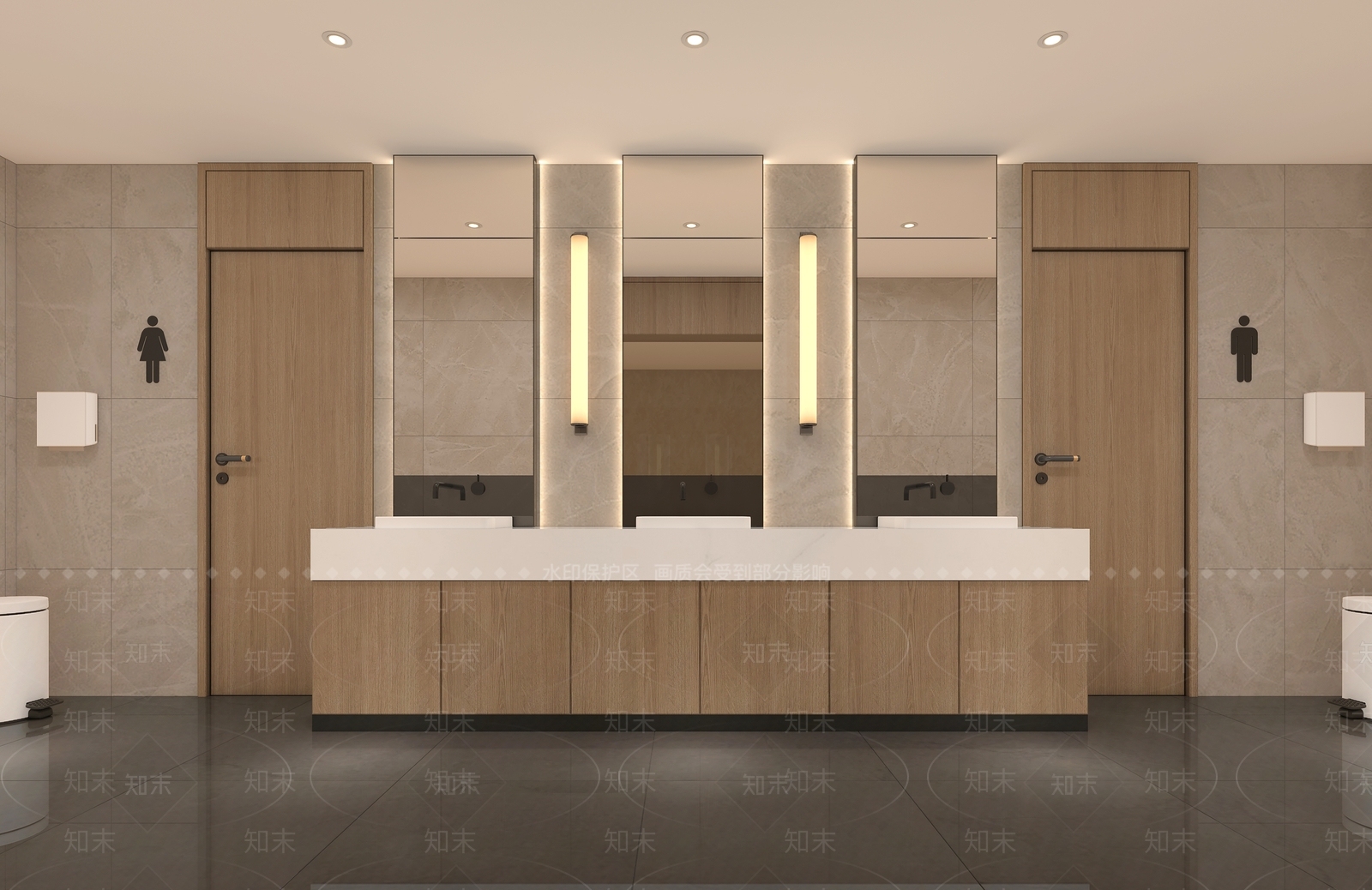 现代原木公共卫生间3D模型下载【ID:1204453081】