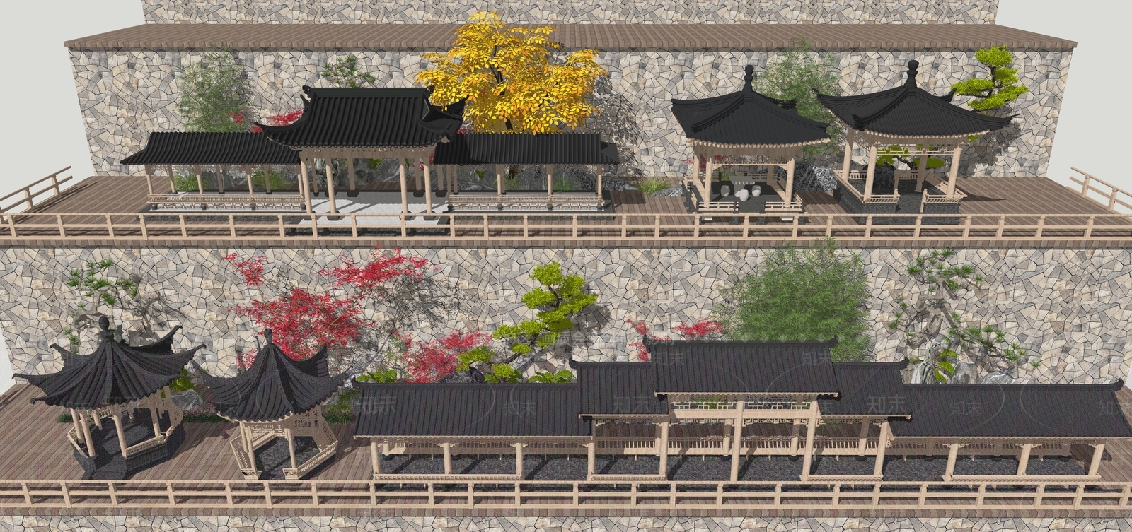 新中式中式亭子SU模型下载【ID:1204453312】