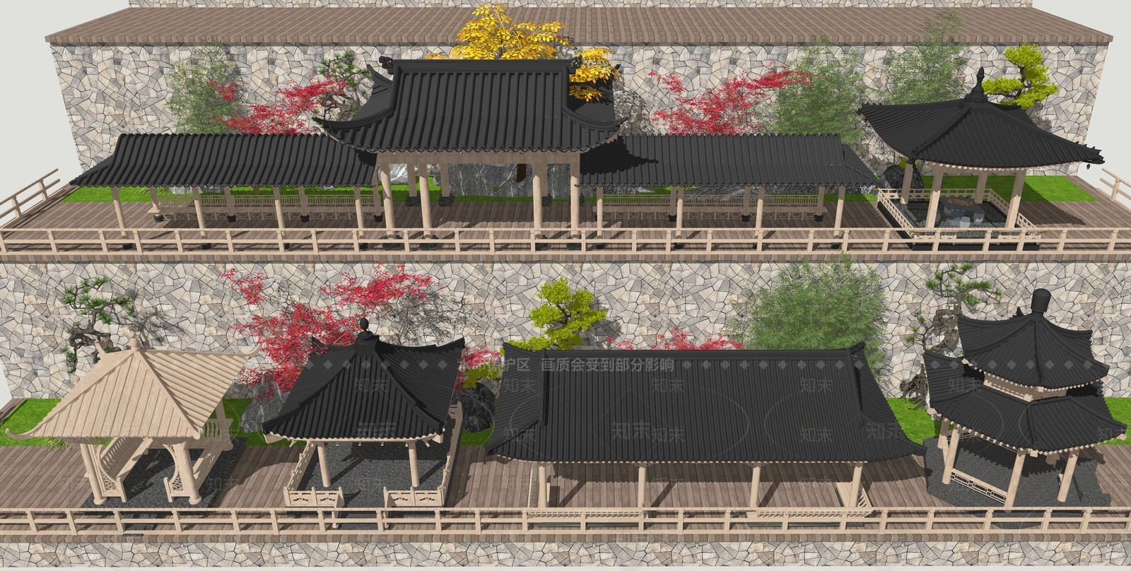 新中式中式亭子SU模型下载【ID:1204453737】