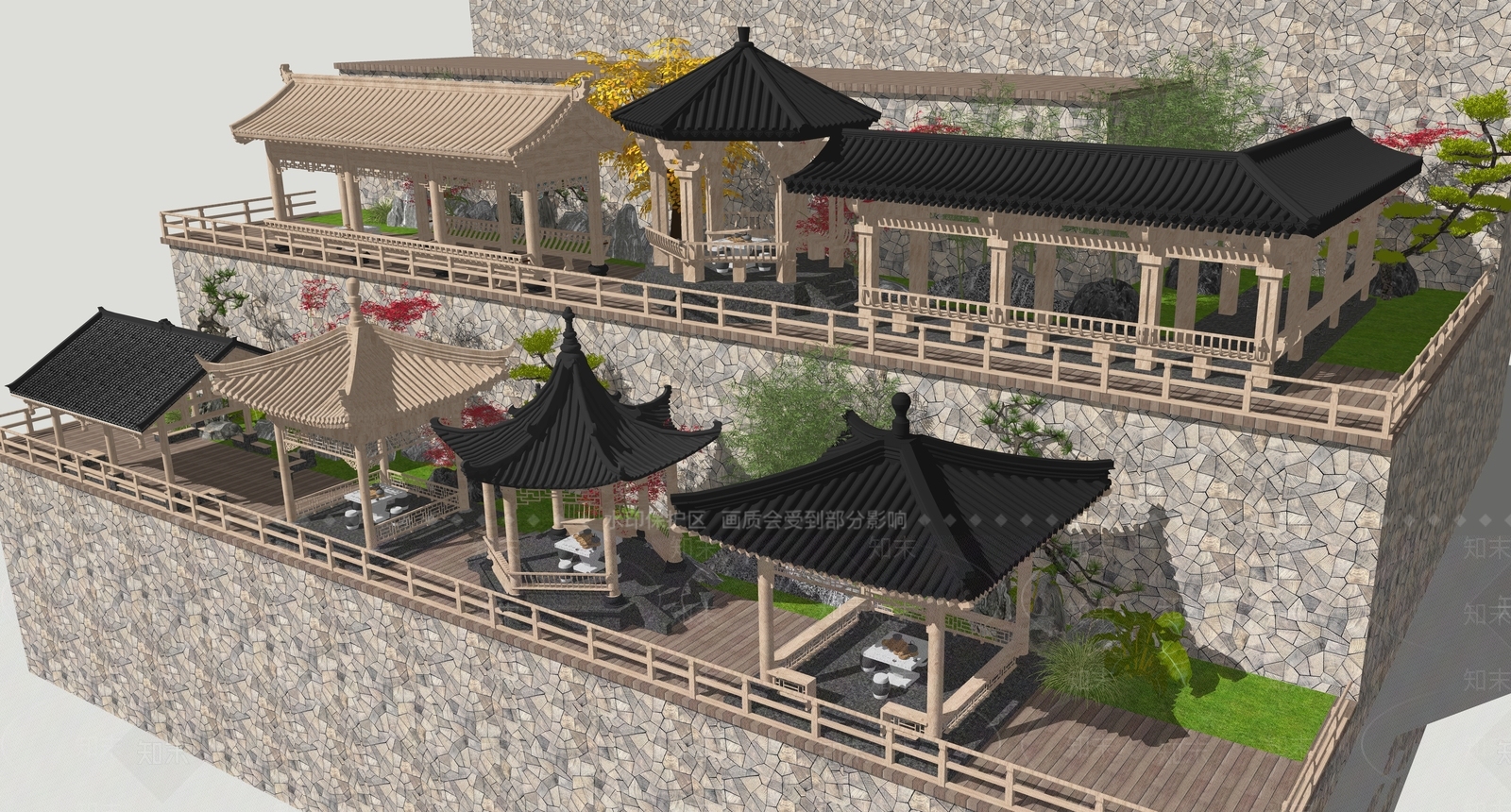 新中式中式亭子SU模型下载【ID:1204453808】