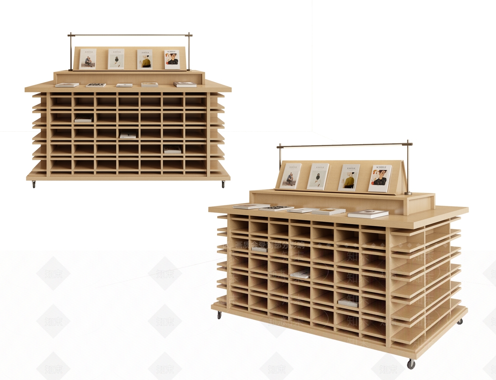 现代原木书柜SU模型下载【ID:1204456627】