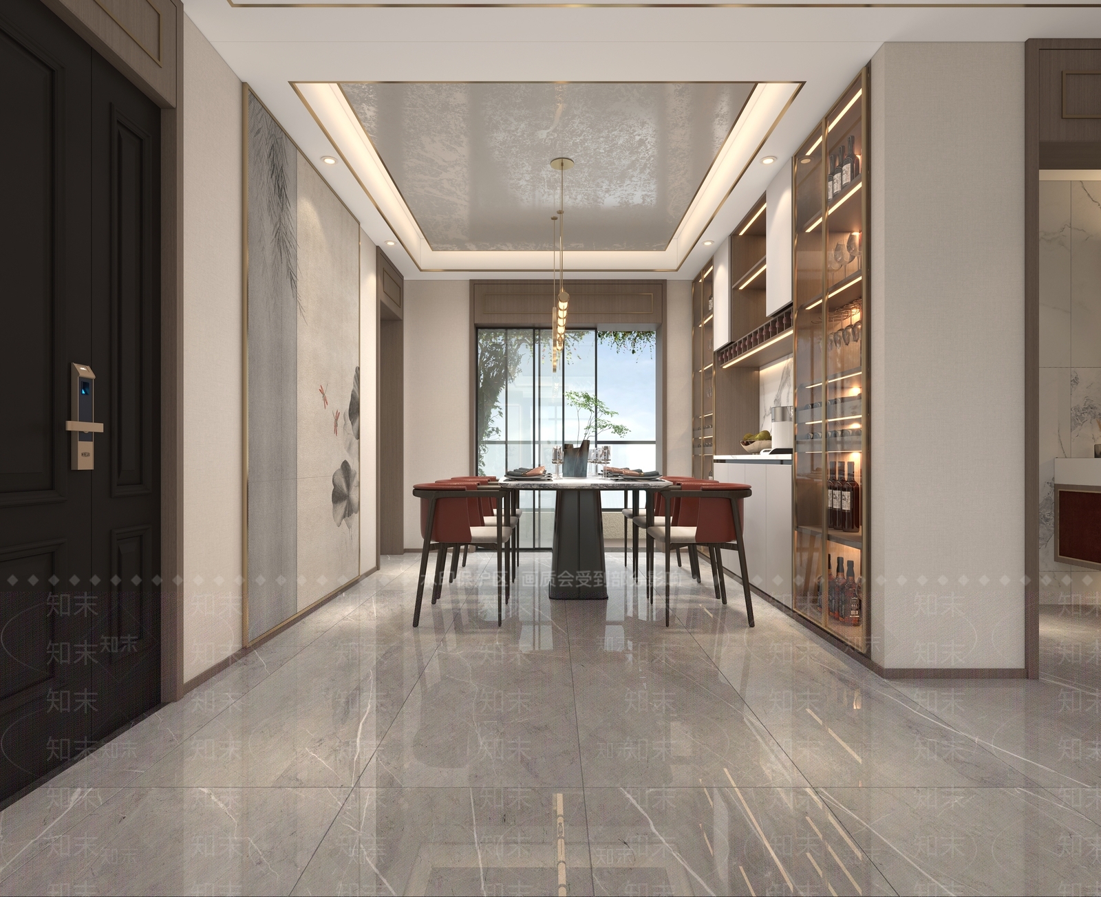 新中式轻奢家居餐厅3D模型下载【ID:1204459225】