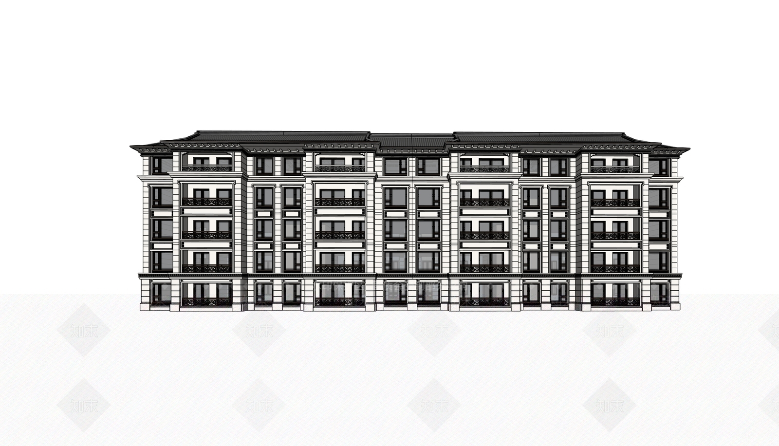 新中式中式多层住宅SU模型下载【ID:1204459872】