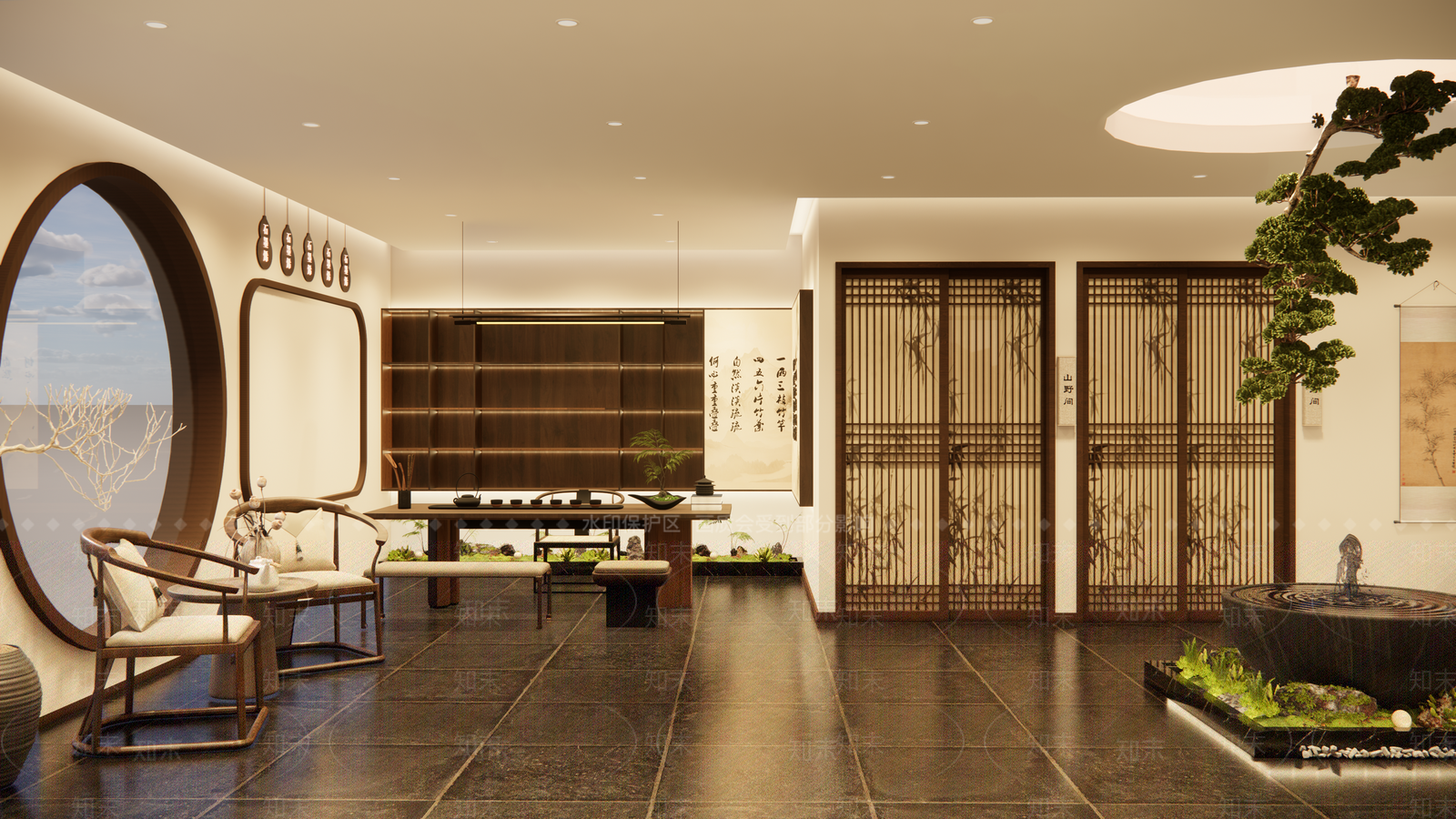 新中式侘寂茶馆SU模型下载【ID:1204459555】