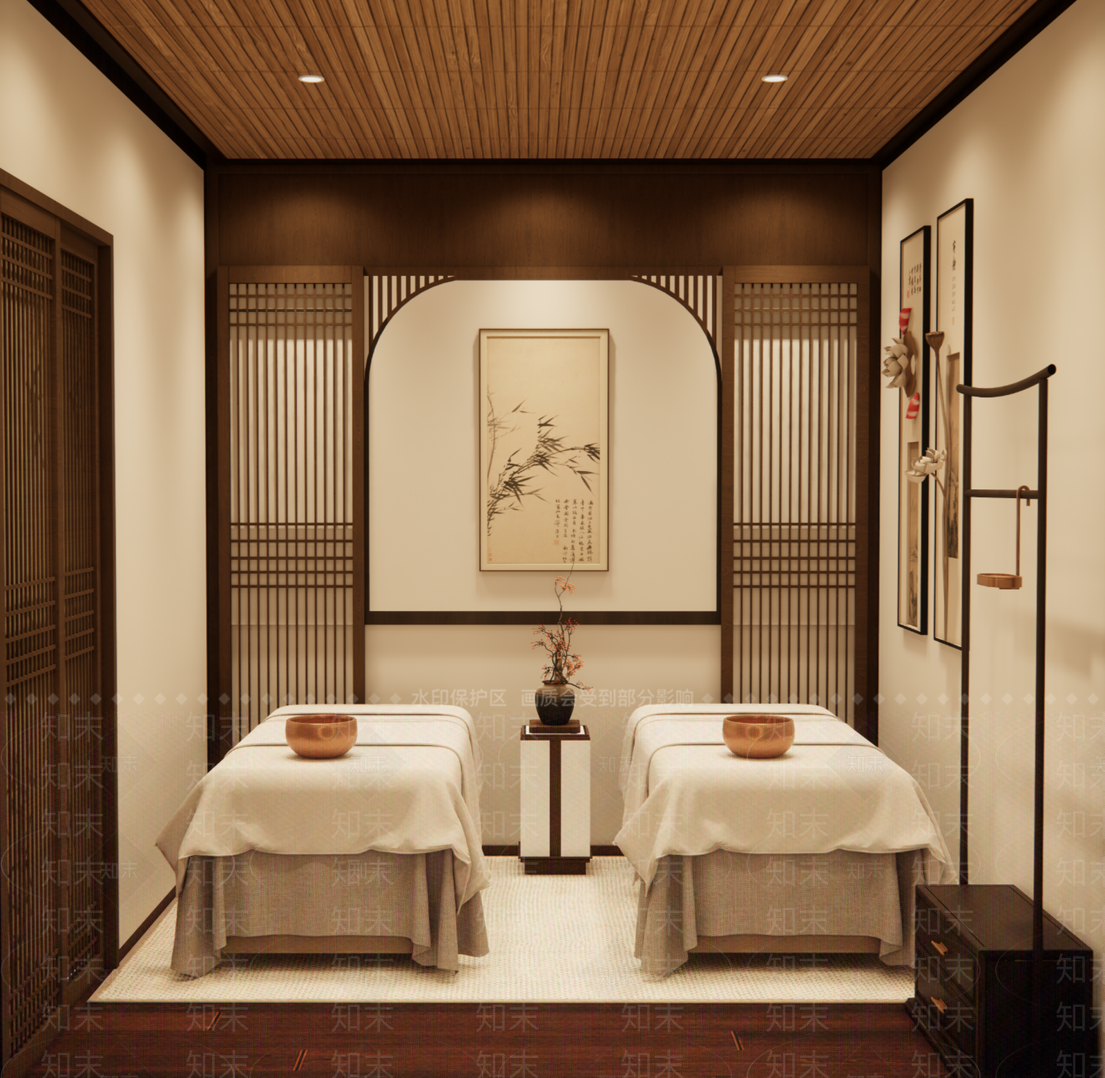 新中式原木美容院SU模型下载【ID:1204460494】