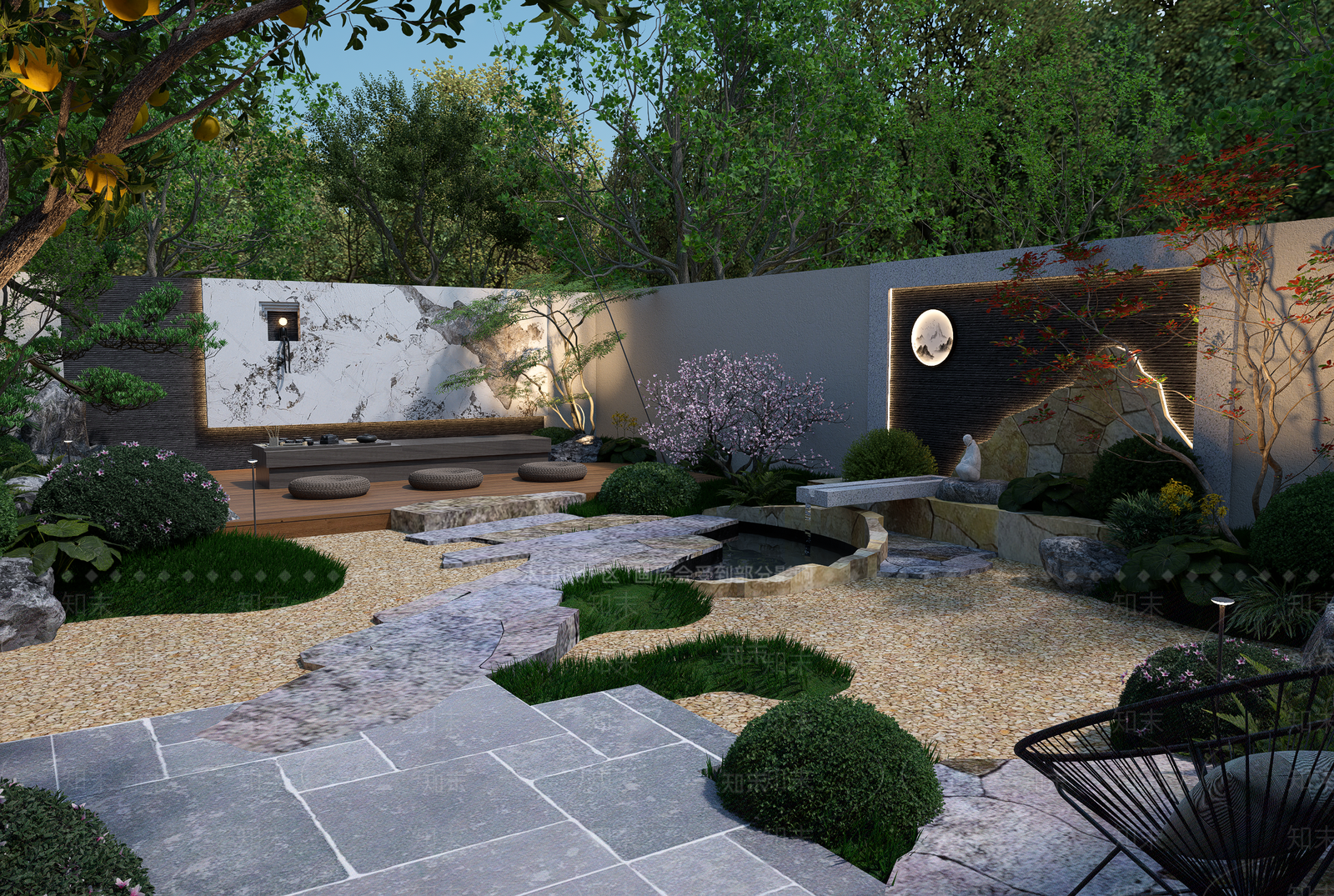 现代禅意别墅庭院SU模型下载【ID:1204461441】