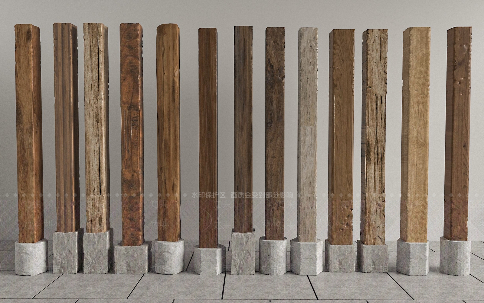 新中式中式柱子SU模型下载【ID:1204461486】