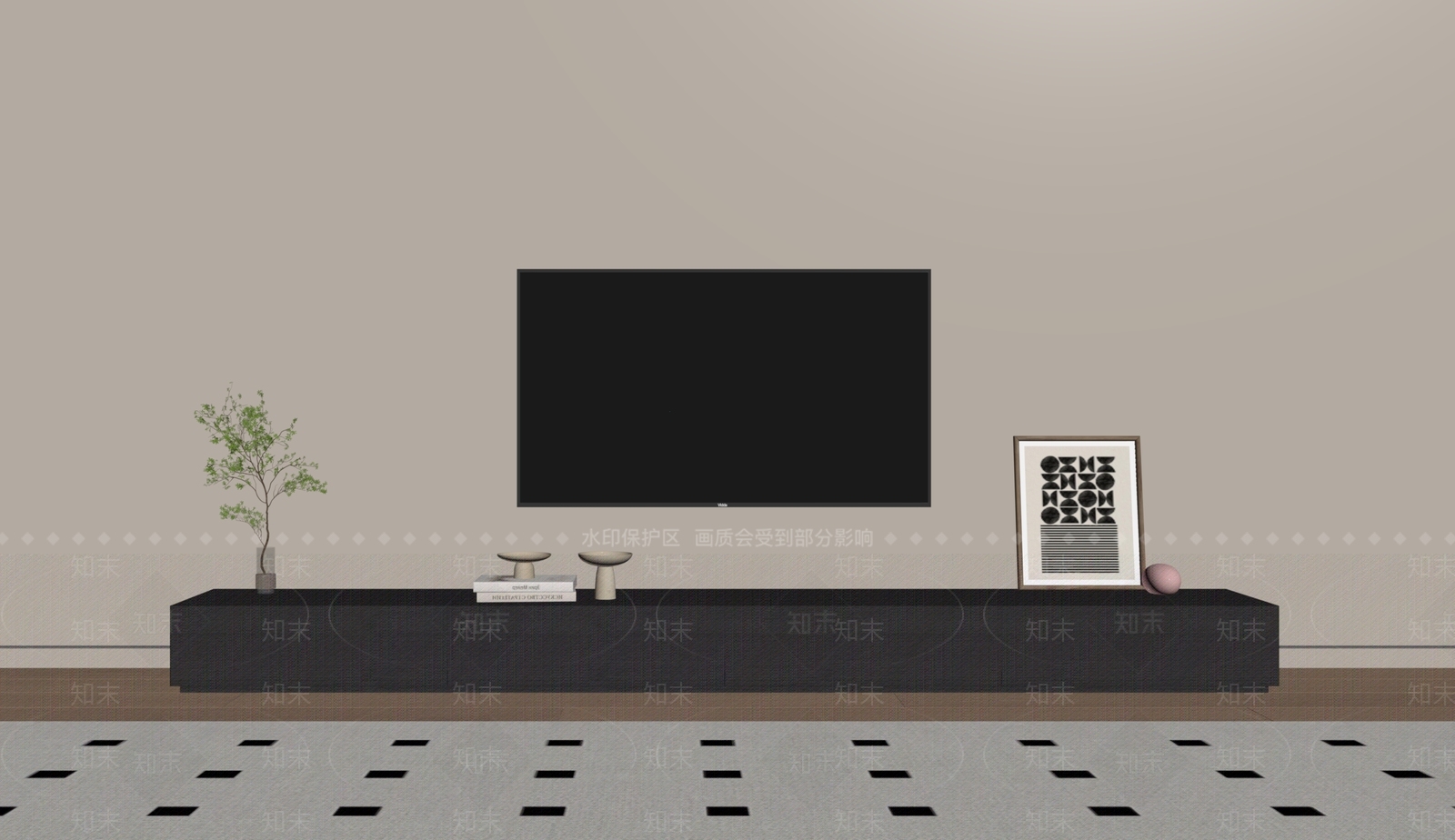 现代电视柜SU模型草图