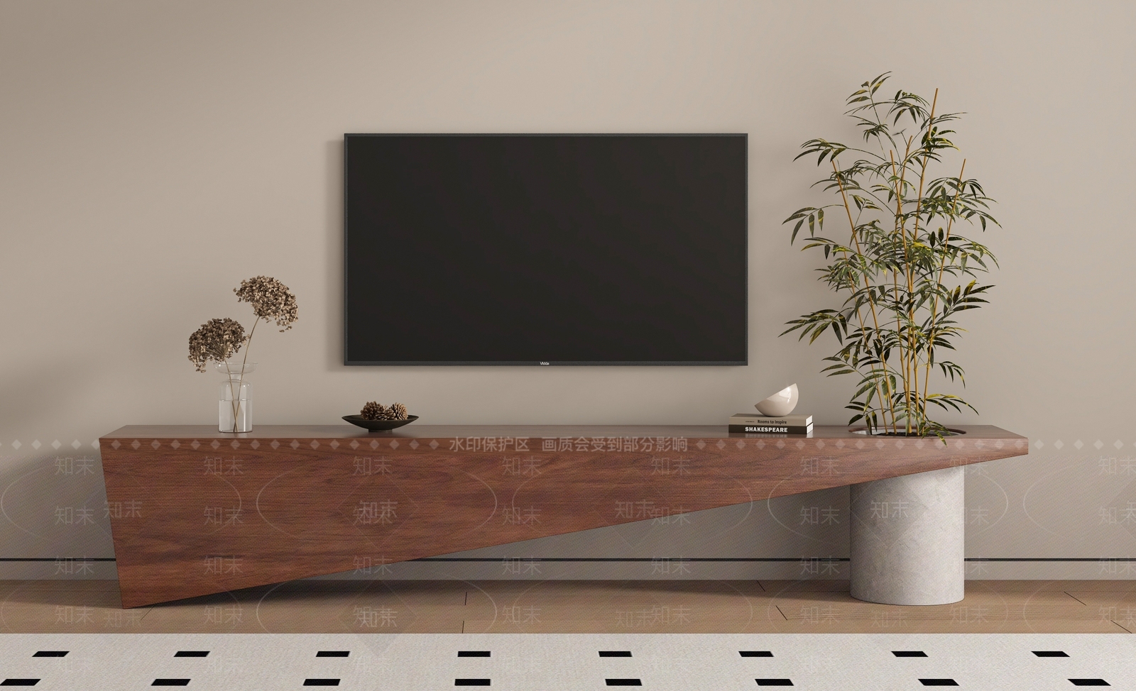 现代中古电视柜3D模型下载【ID:1204461618】