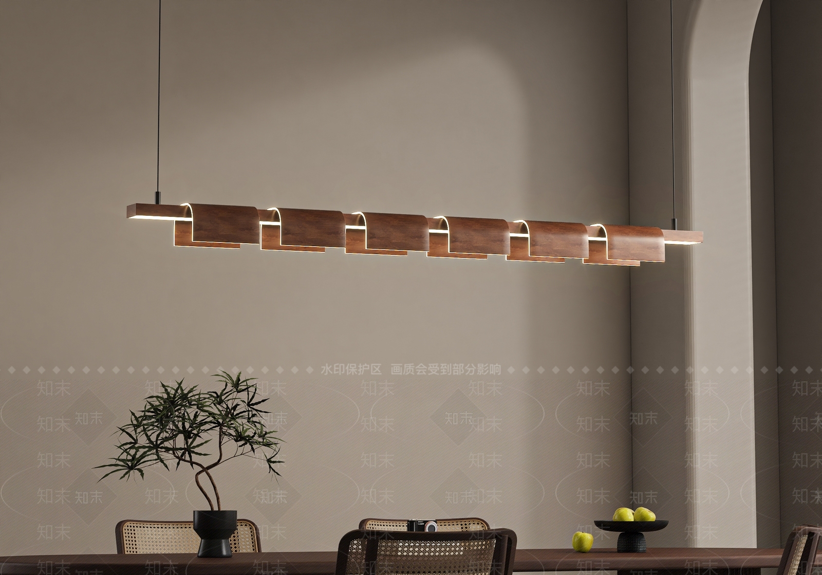 现代中古餐厅吊灯3D模型下载【ID:1204462051】