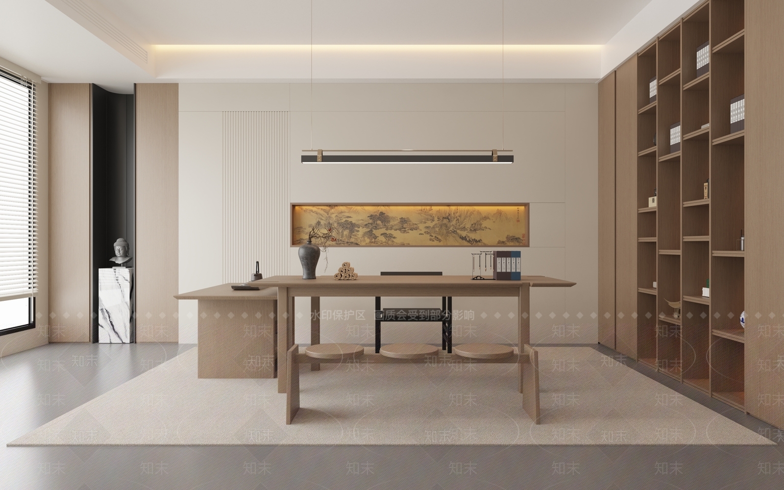 侘寂禅意书柜3D模型下载【ID:1204463847】