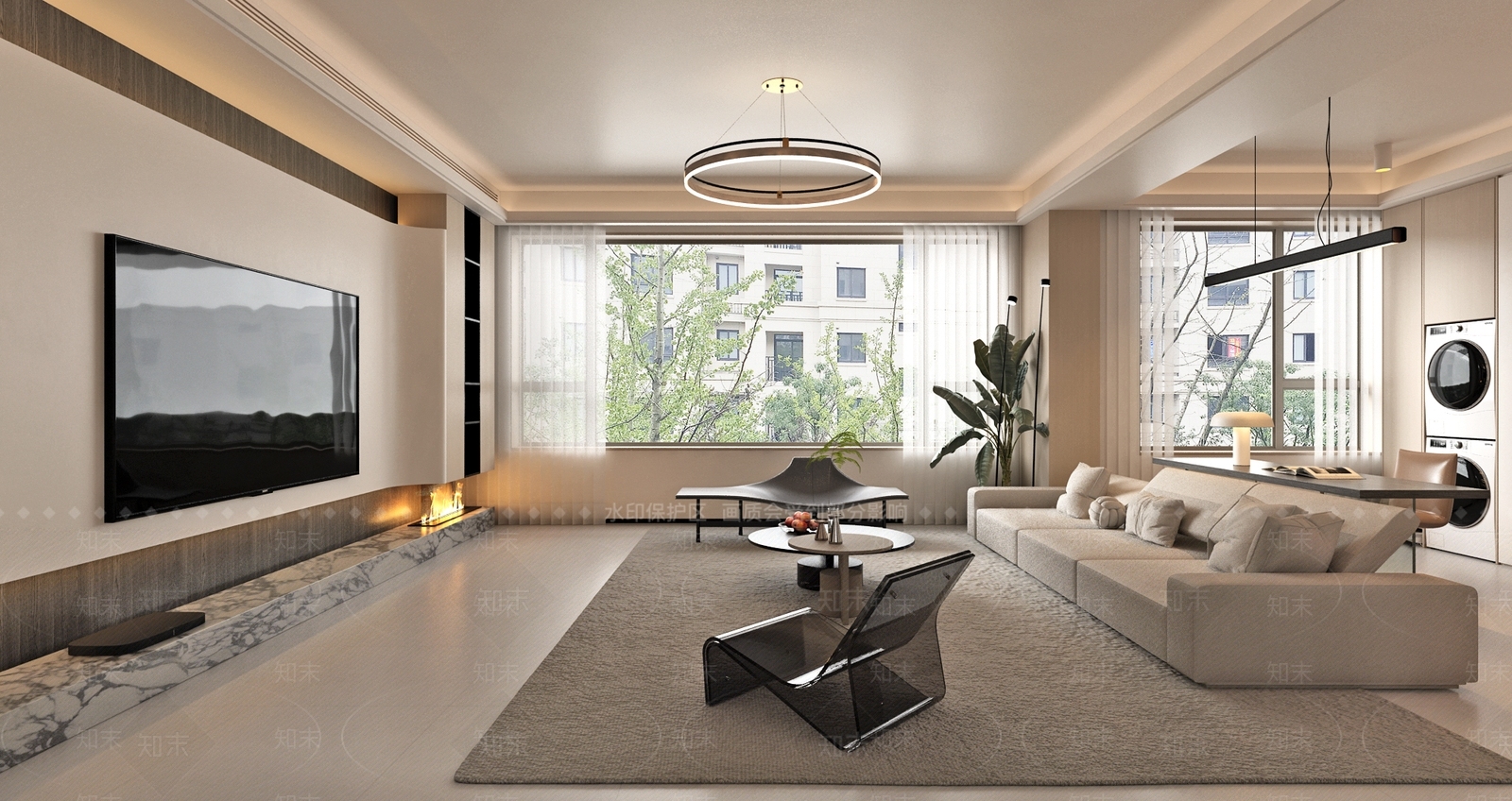 现代意式别墅客厅3D模型下载【ID:1204465481】