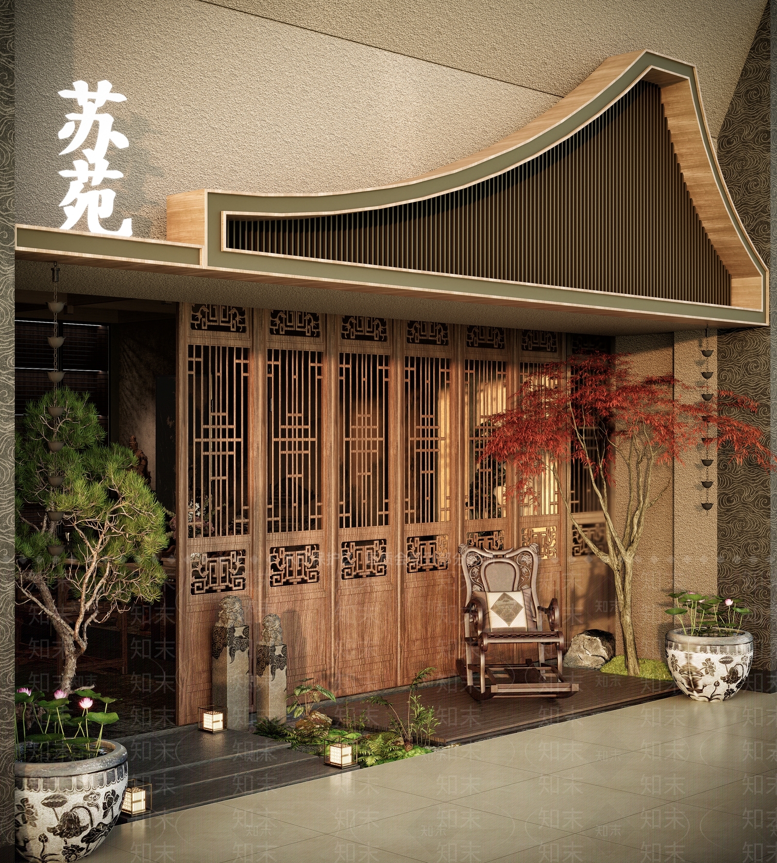 新中式中式门头3D模型下载【ID:1204465701】