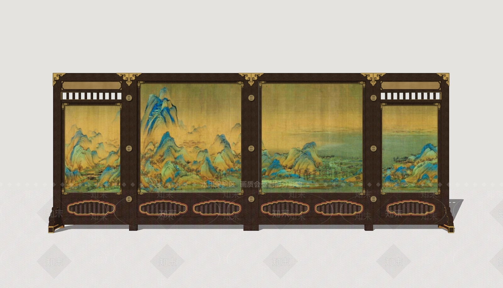 新中式屏风SU模型下载【ID:1204466179】