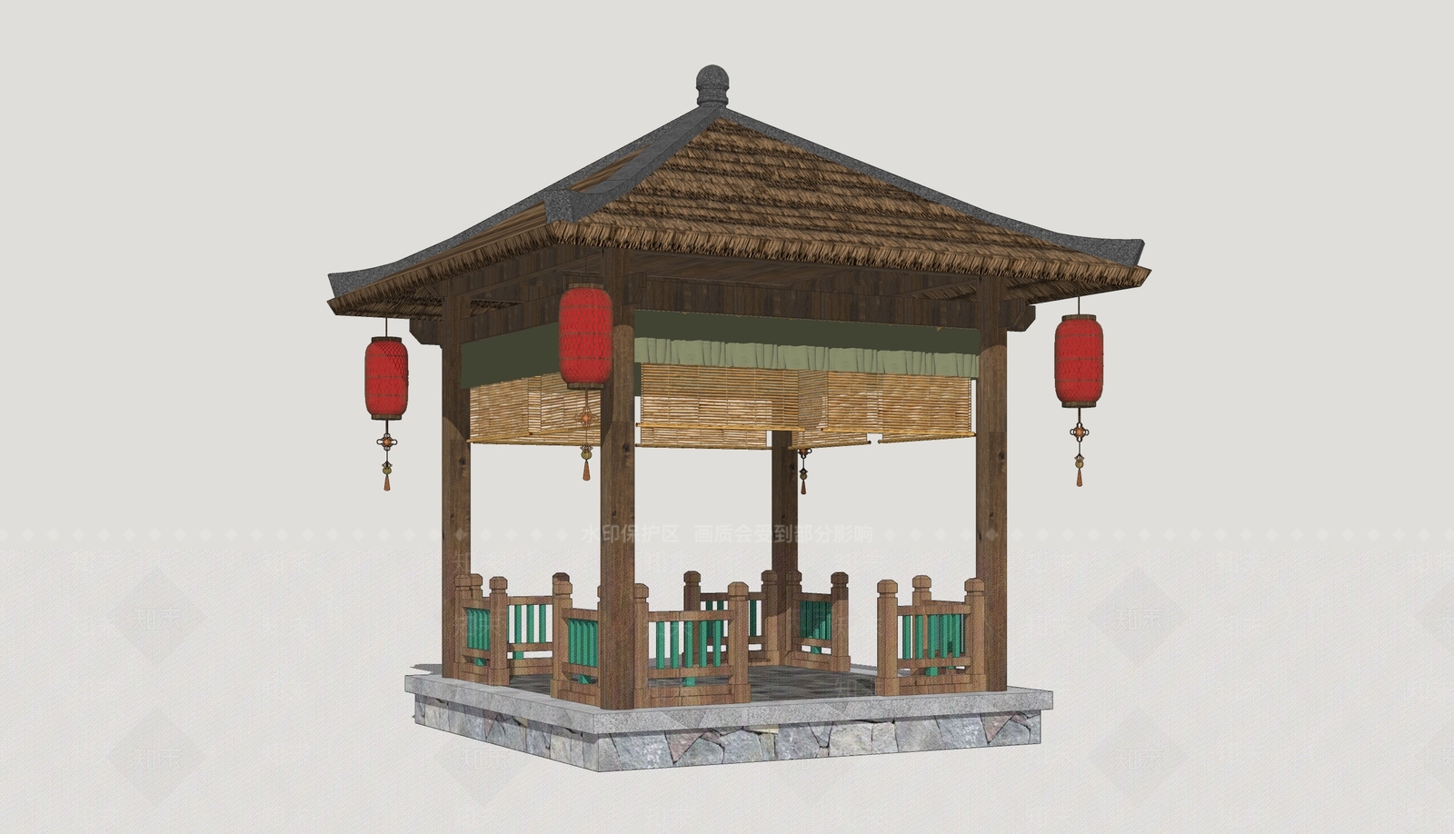 新中式亭子SU模型下载【ID:1204466228】