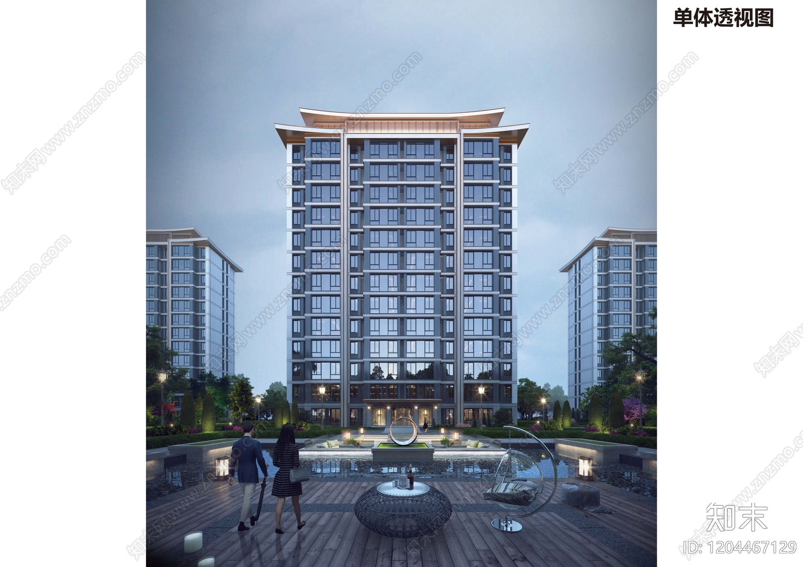 现代新中式小区建筑下载【ID:1204467129】
