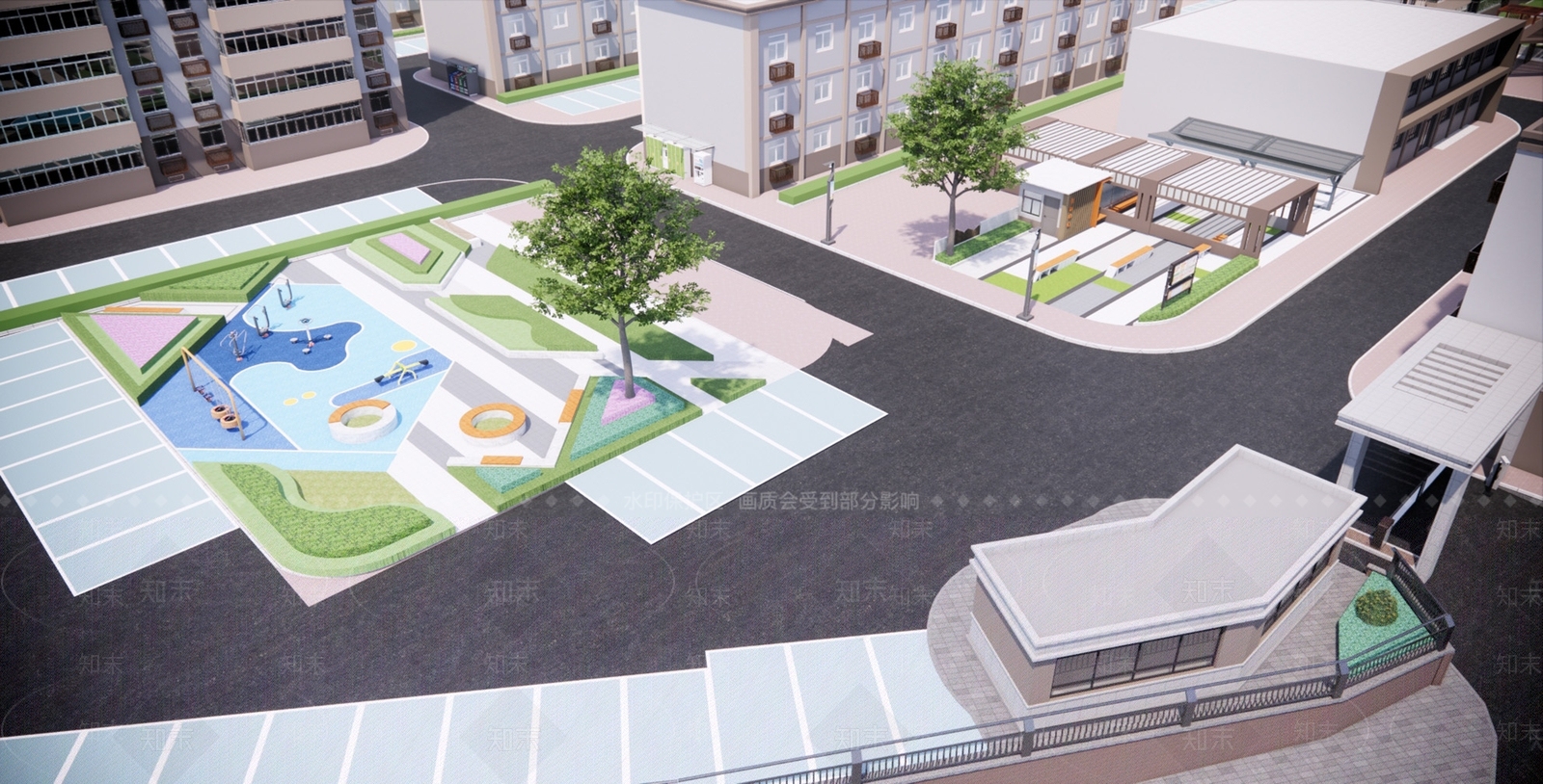 中式现代小区建筑SU模型下载【ID:1204468565】