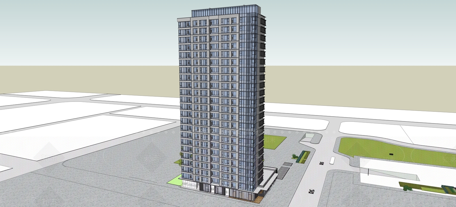 现代高层住宅SU模型下载【ID:1204468989】