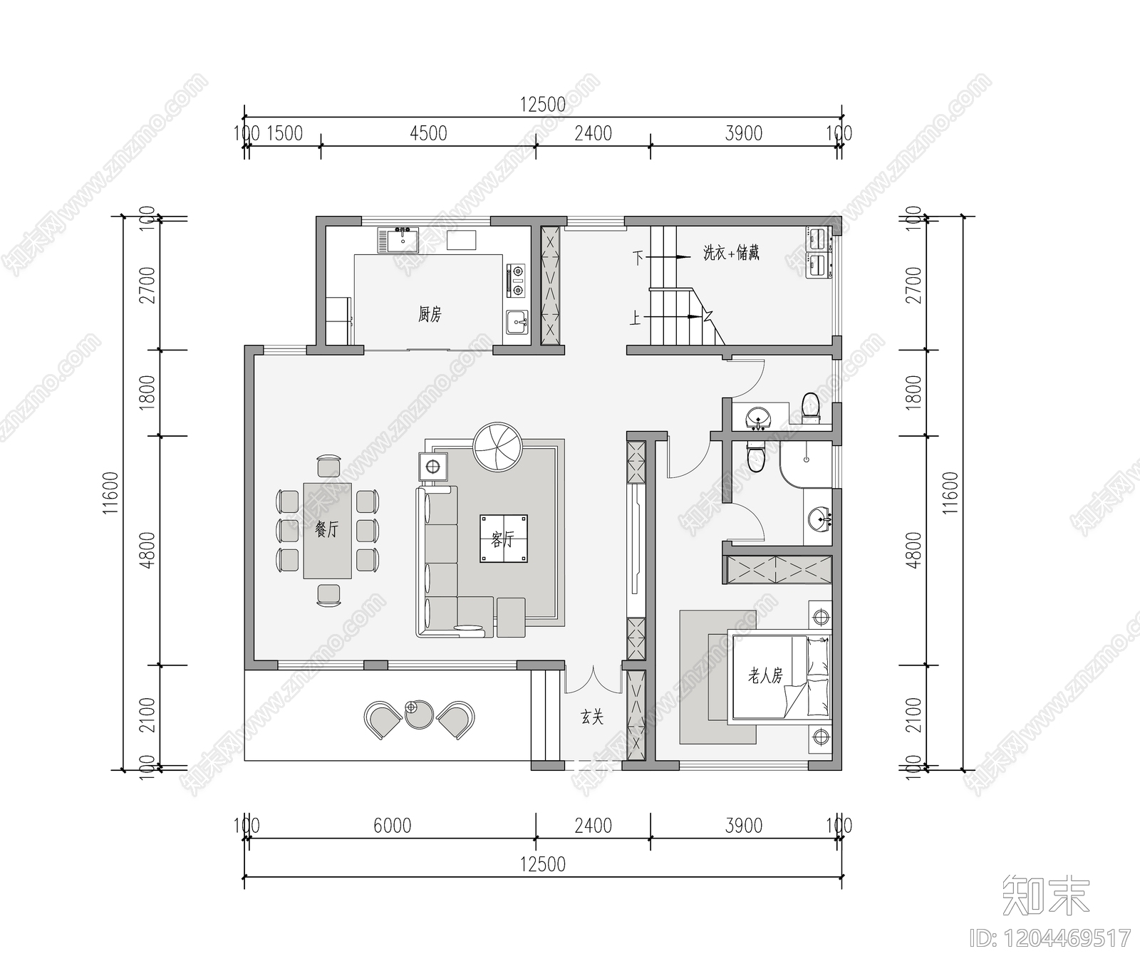 现代新中式别墅建筑施工图下载【ID:1204469517】