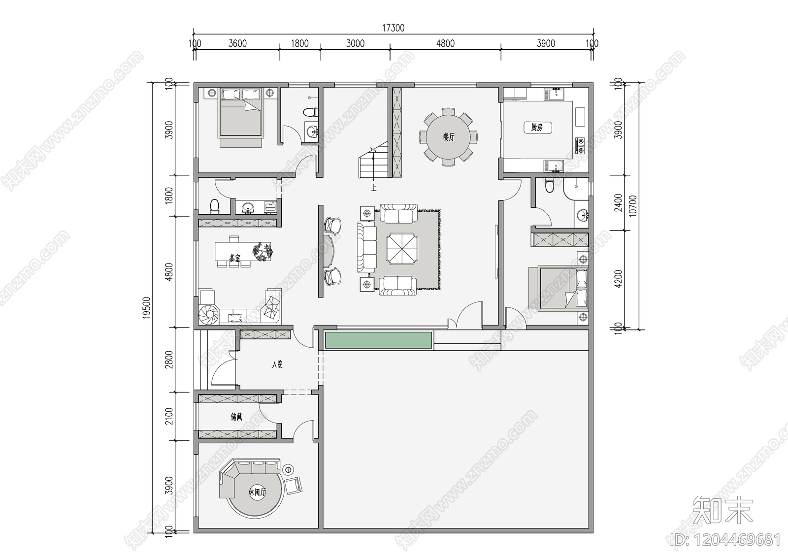 现代极简别墅建筑施工图下载【ID:1204469681】