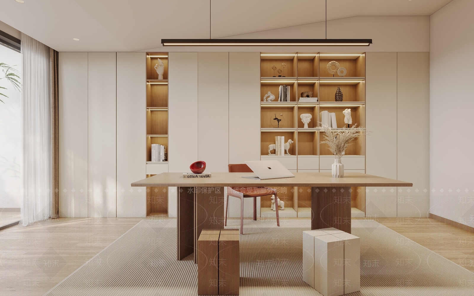 现代简约书房3D模型下载【ID:1204471338】