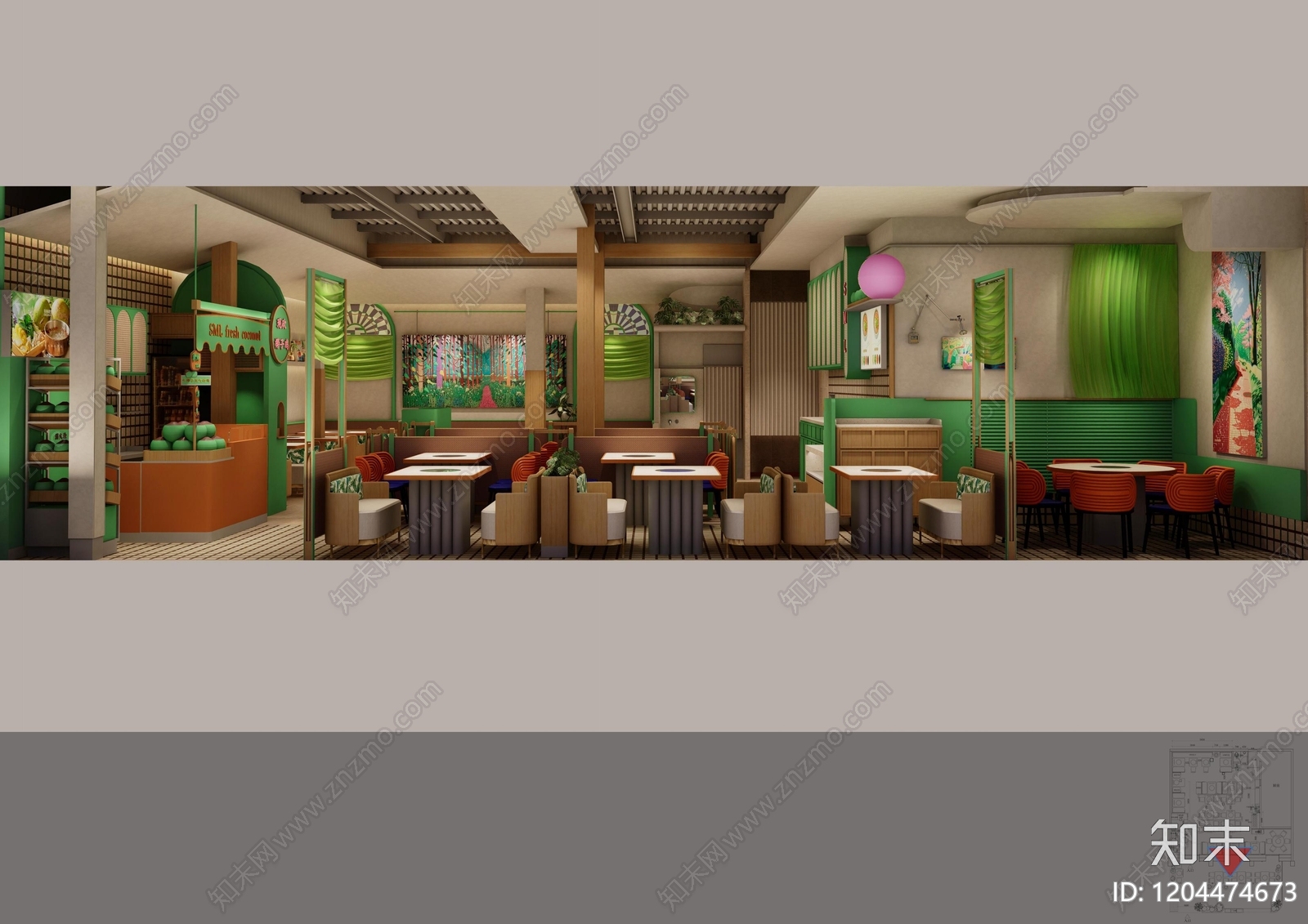 现代火锅店cad施工图下载【ID:1204474673】