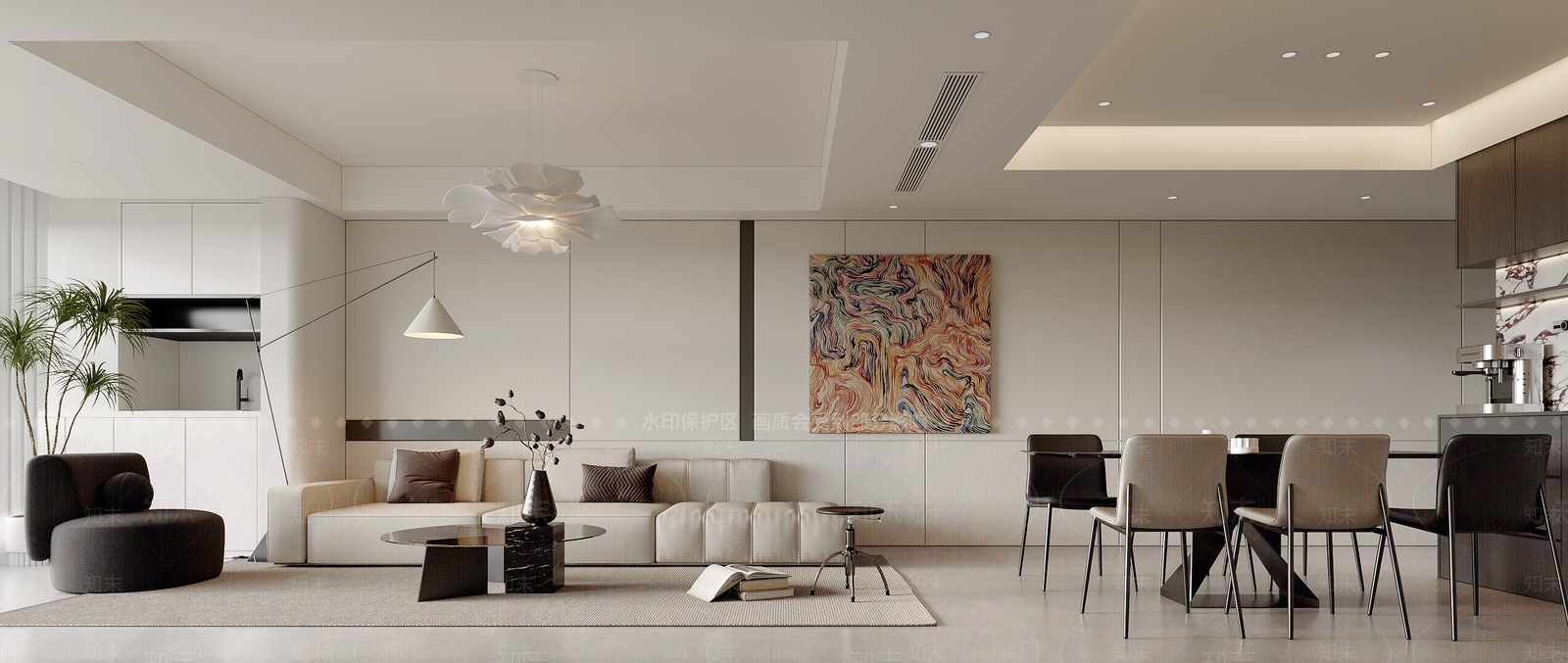 现代简约家居客厅3D模型下载【ID:1204476777】