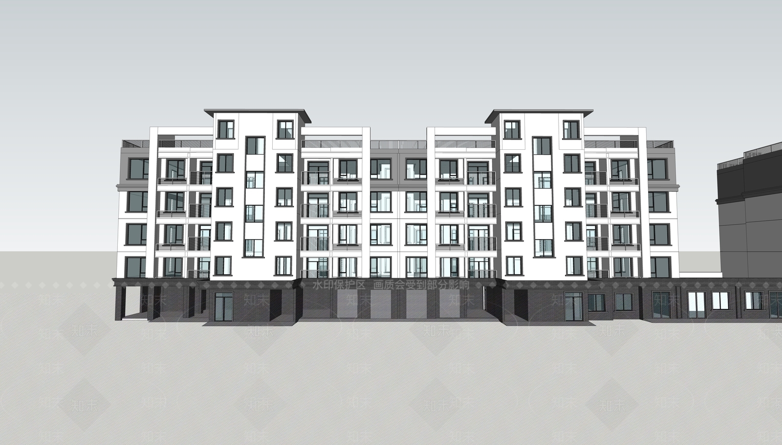 现代新中式多层住宅SU模型下载【ID:1204476194】