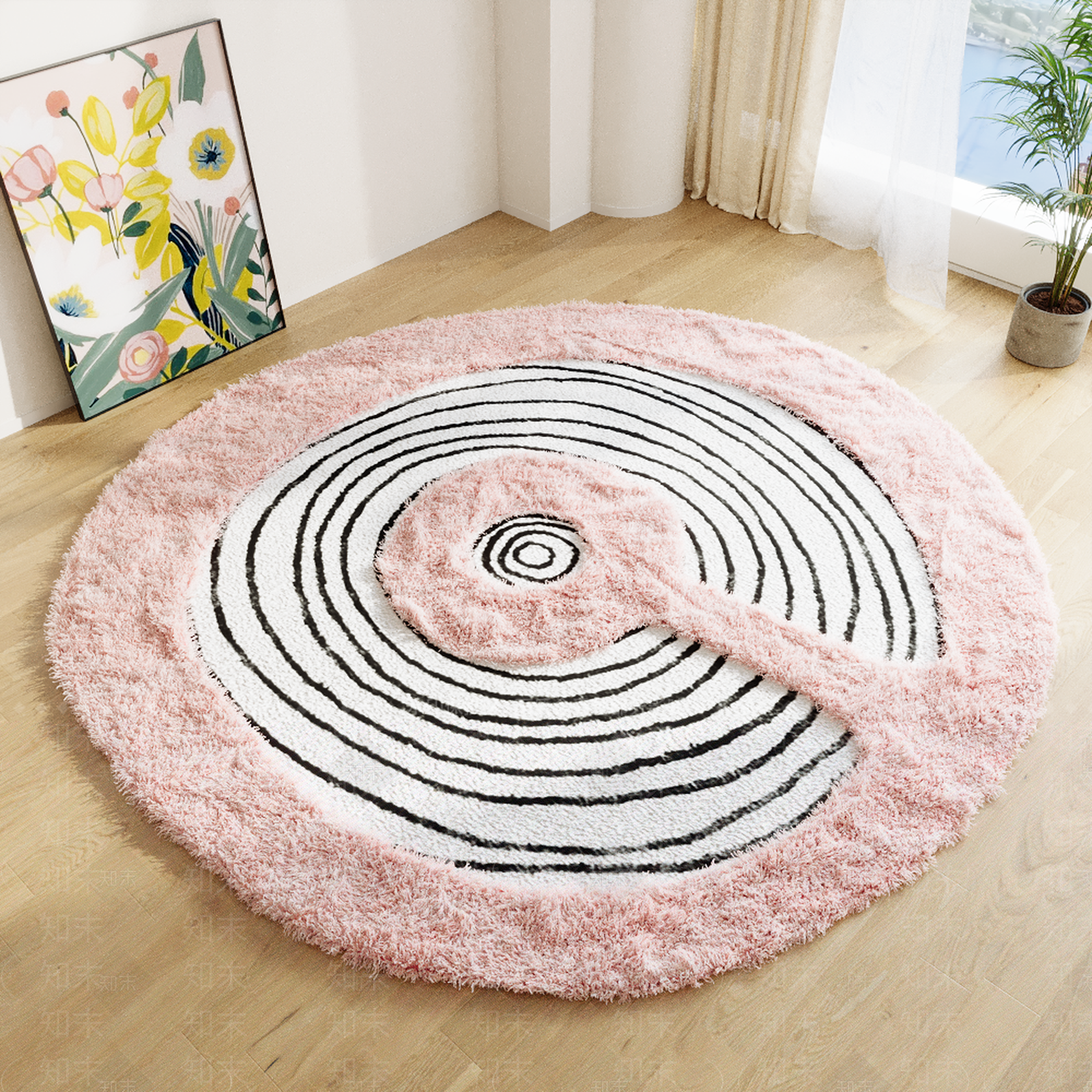 现代圆形地毯3D模型下载【ID:1204476274】