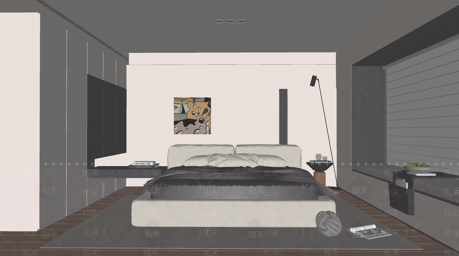 现代简约家居卧室SU模型下载【ID:1204476456】