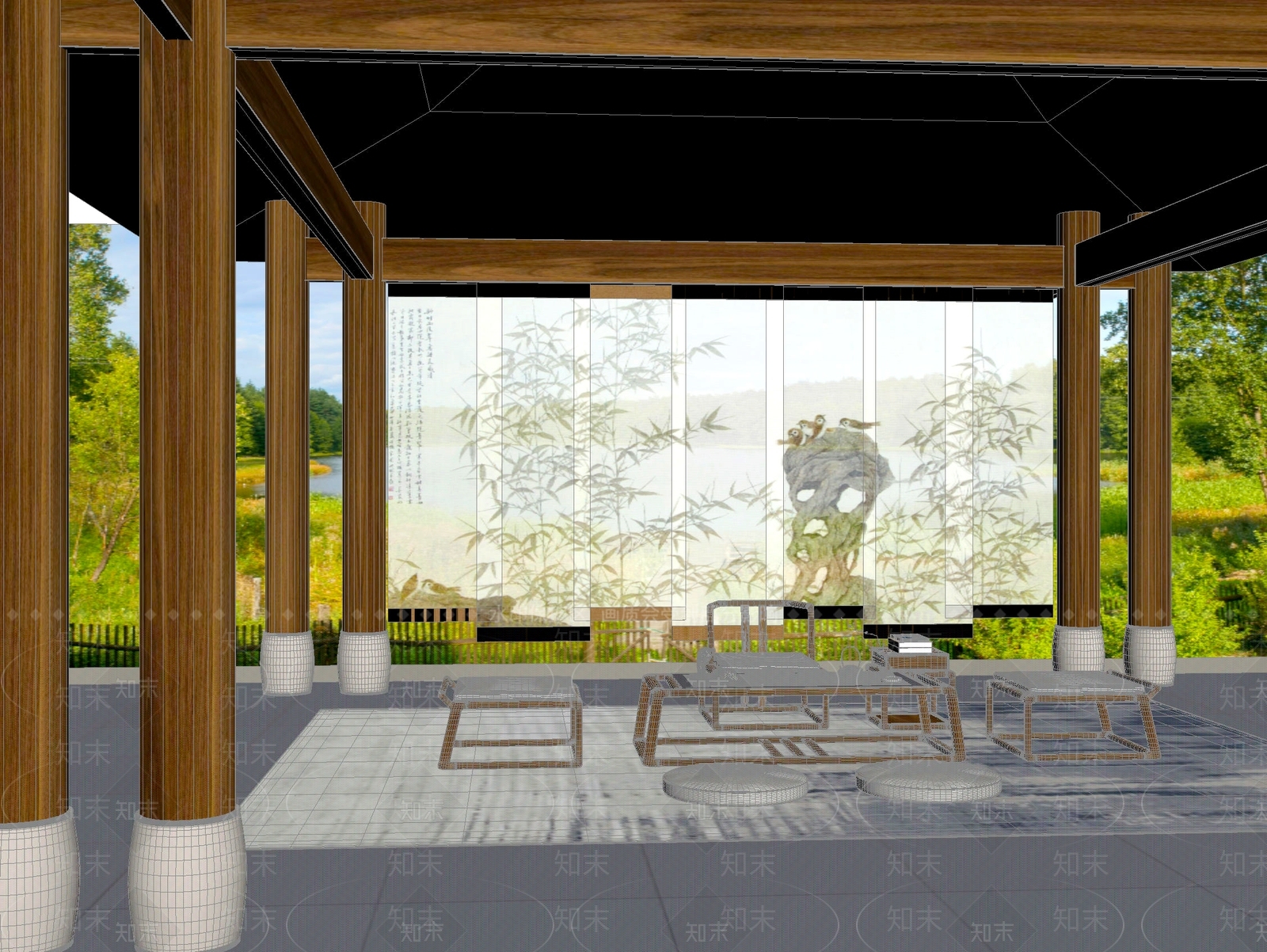 新中式中式茶桌椅3D模型下载【ID:1204477095】