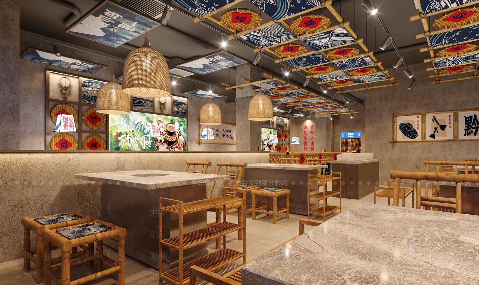 现代原木中餐厅3D模型下载【ID:1204477134】