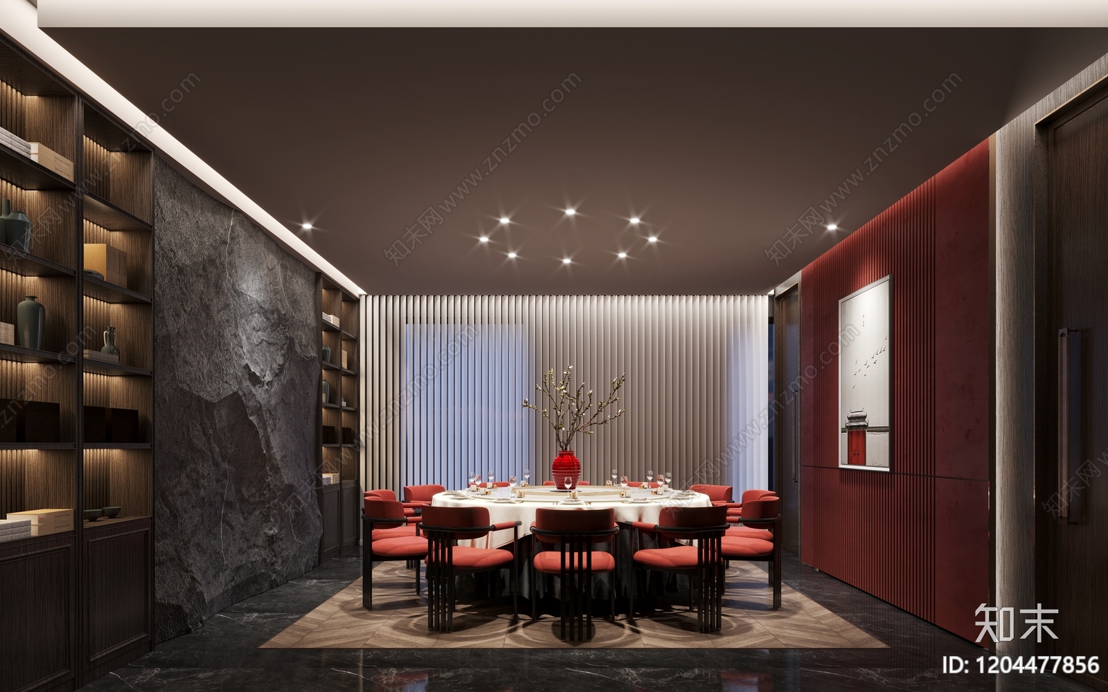 新中式中式中餐厅cad施工图下载【ID:1204477856】