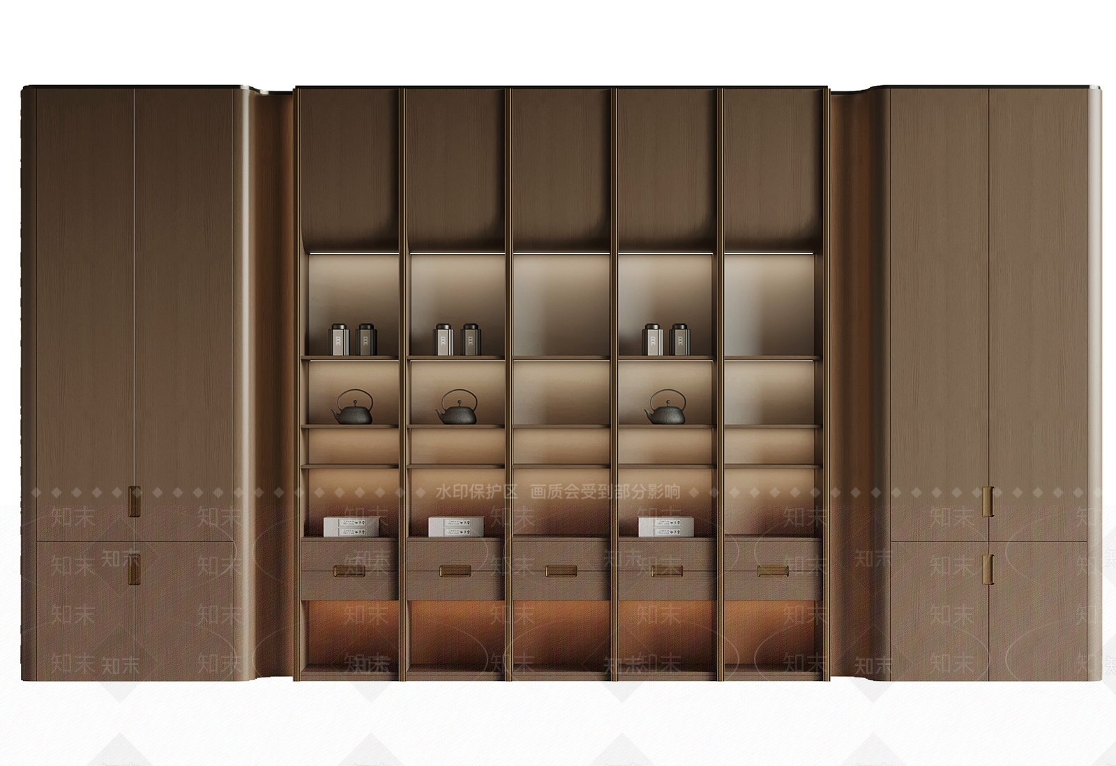 现代新中式书柜3D模型下载【ID:1204477757】