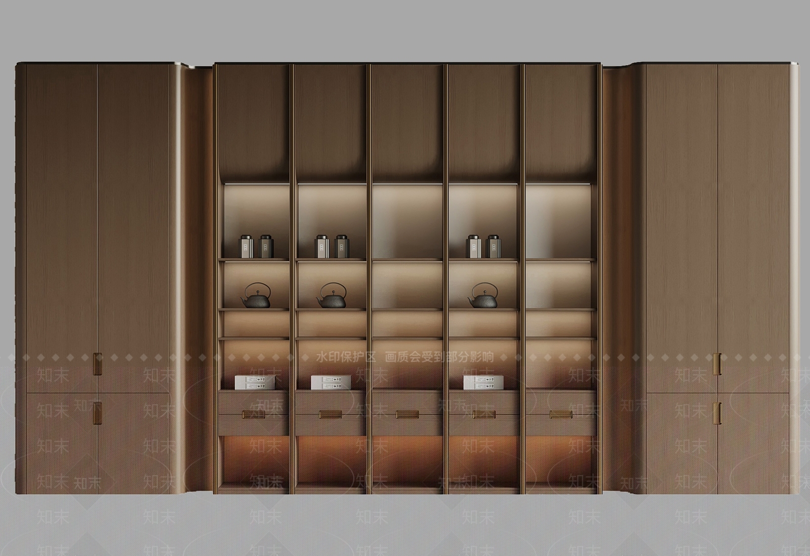现代新中式书柜SU模型下载【ID:1204478789】