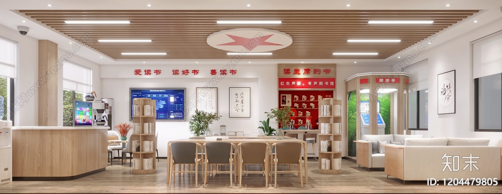 现代新中式图书馆cad施工图下载【ID:1204479805】