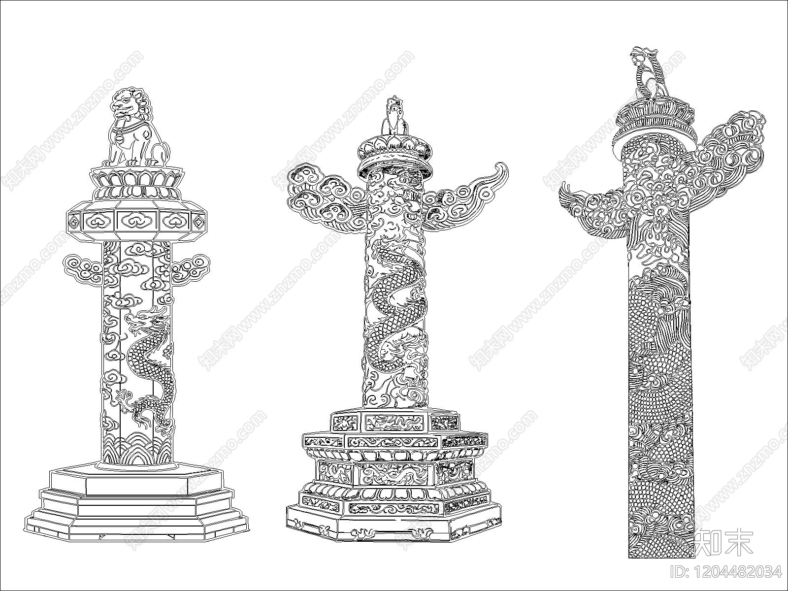 中式综合硬装构件图库施工图下载【ID:1204482034】