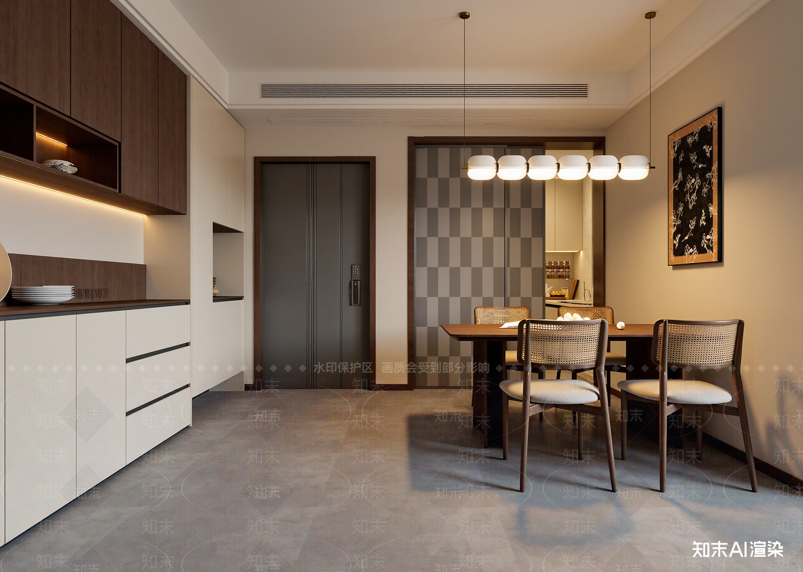 复古家居餐厅3D模型下载【ID:1215032695】