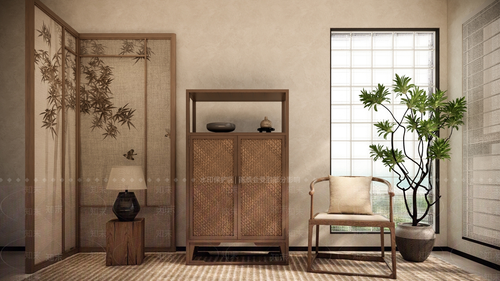 新中式禅意斗柜SU模型下载【ID:1204484372】