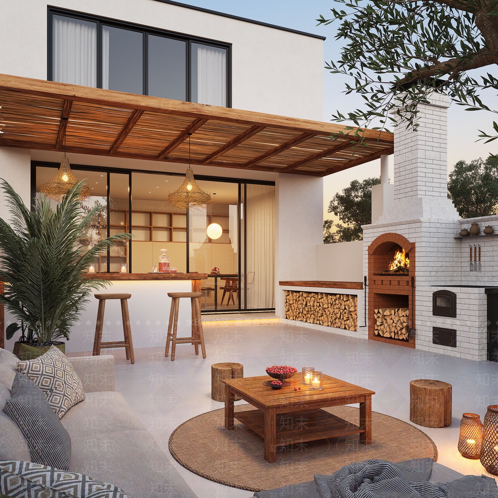 现代别墅庭院SU模型下载【ID:1204485053】