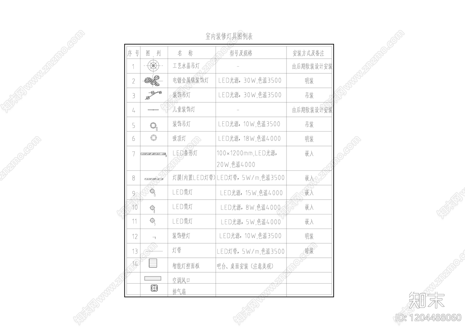 现代灯具图库施工图下载【ID:1204488060】